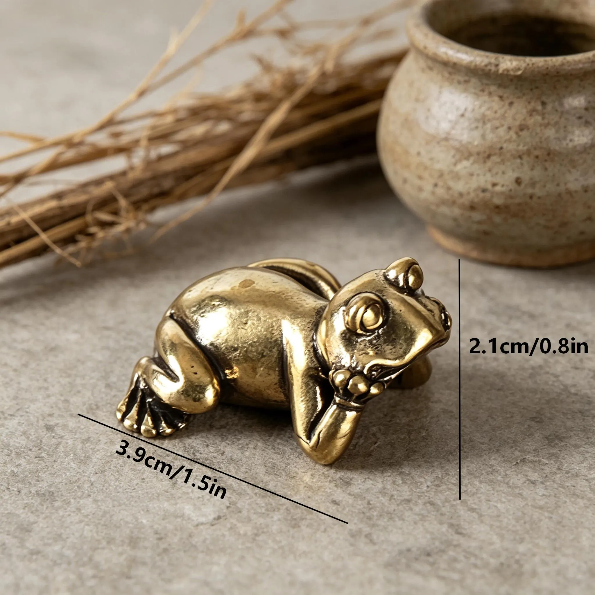 Handmade Brass Frog Statue — Brass figurine image 2