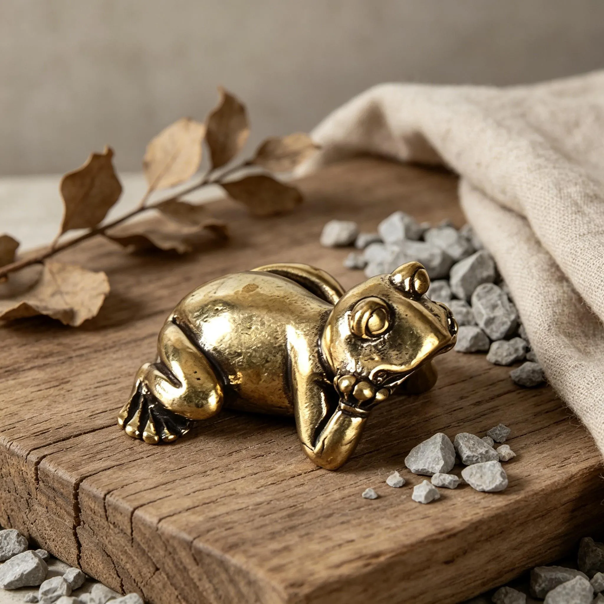Handmade Brass Frog Statue — Brass figurine image 3