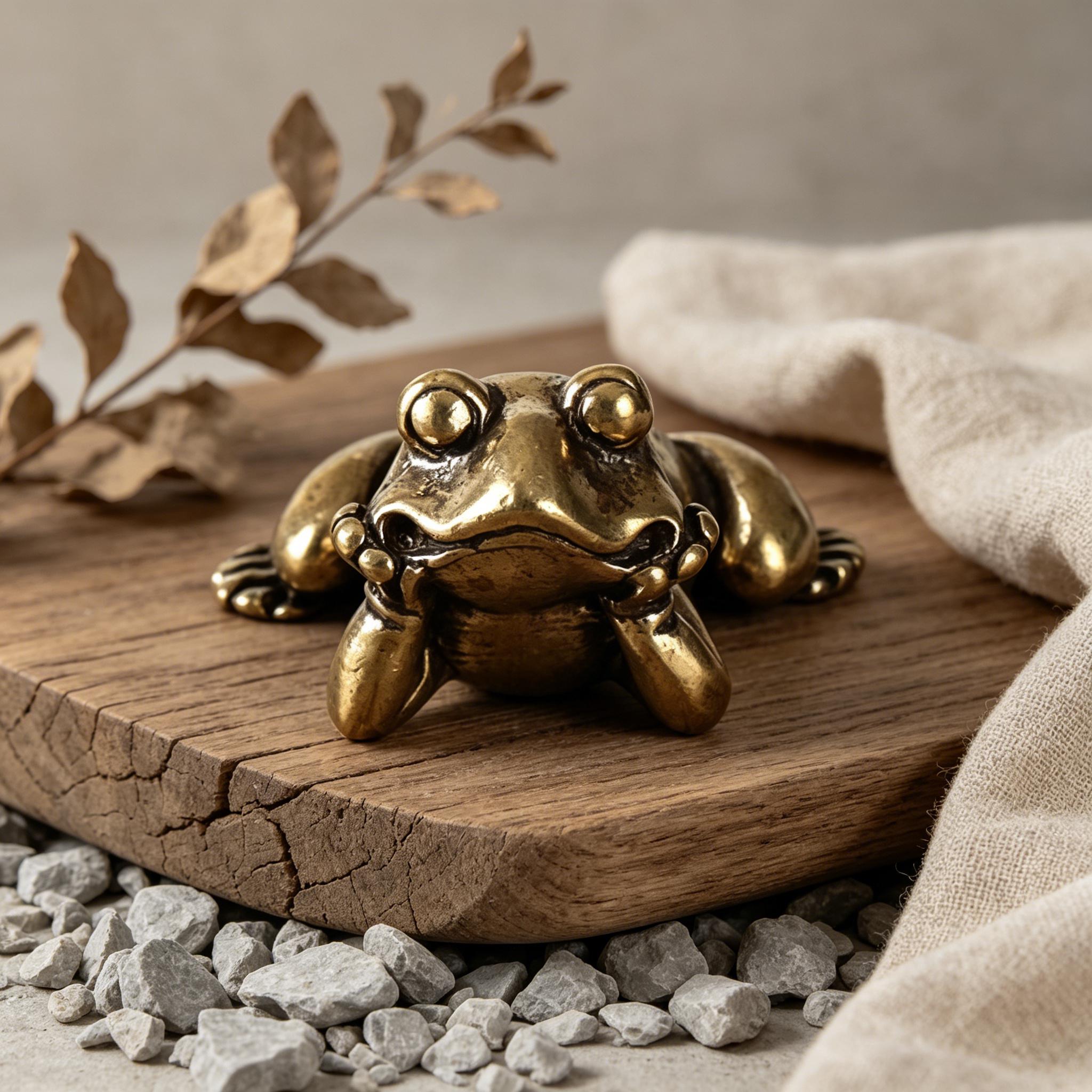 Handmade Brass Frog Statue — Brass figurine image 4