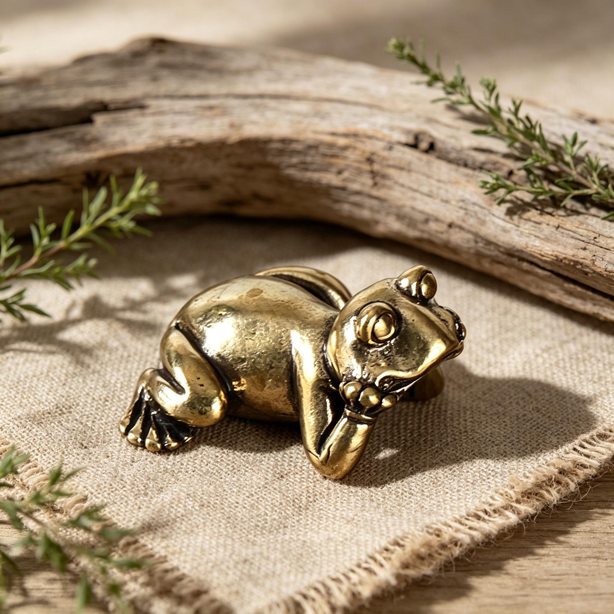 Handmade Brass Frog Statue — Brass figurine image 6