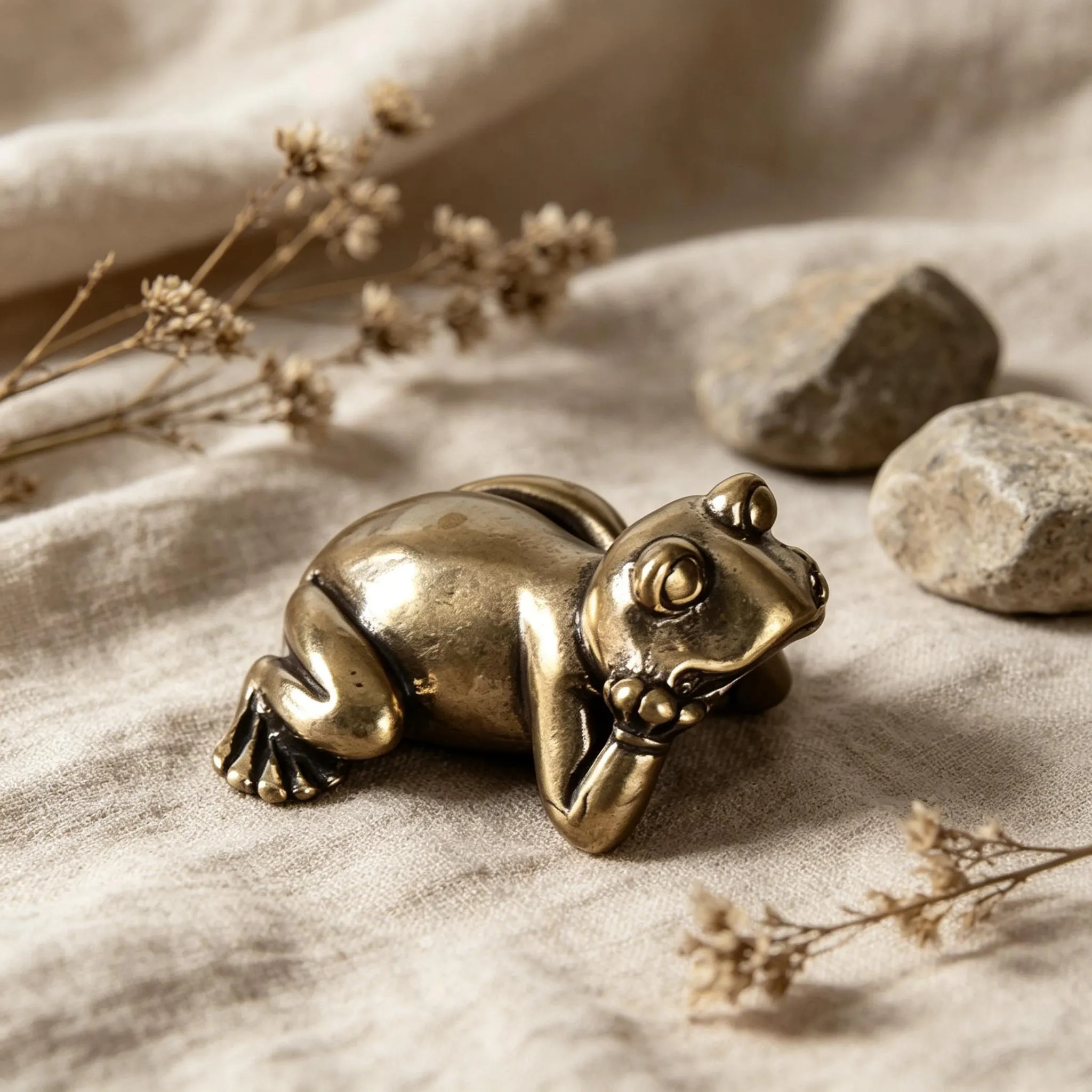 Handmade Brass Frog Statue — Brass figurine image 8