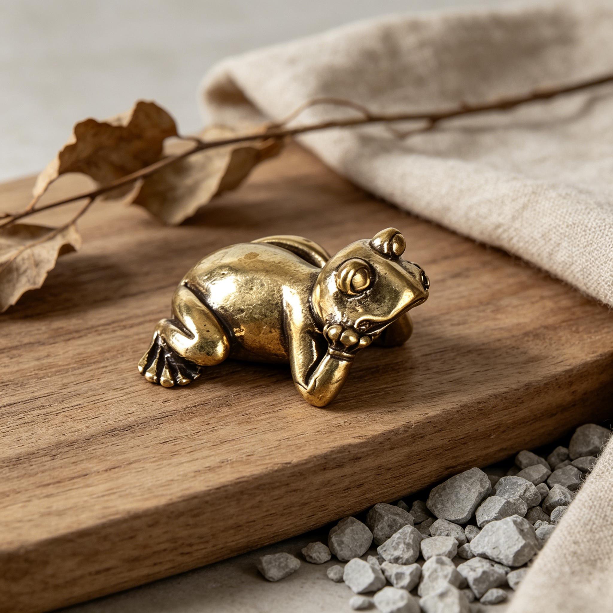 Handmade Brass Frog Statue — Brass figurine image 9