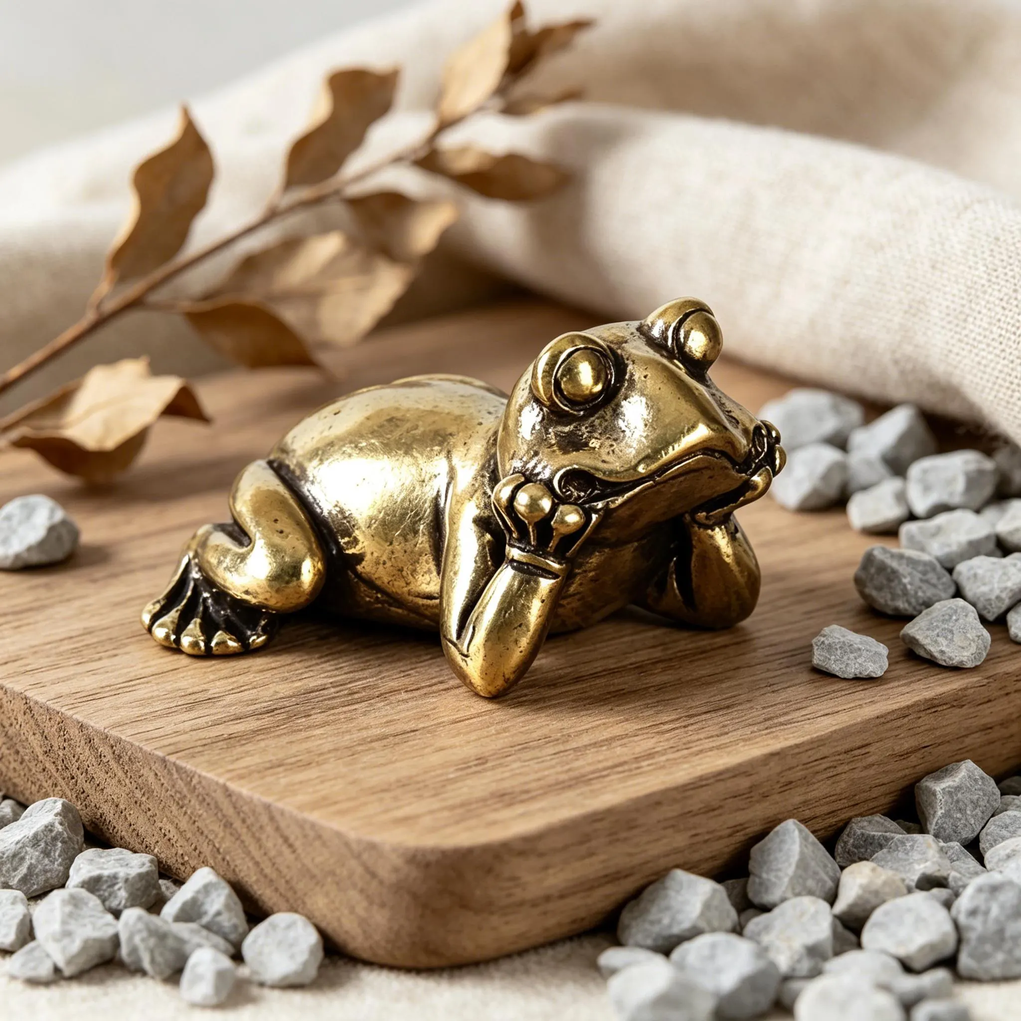 Handmade Brass Frog Statue — Brass figurine image 1
