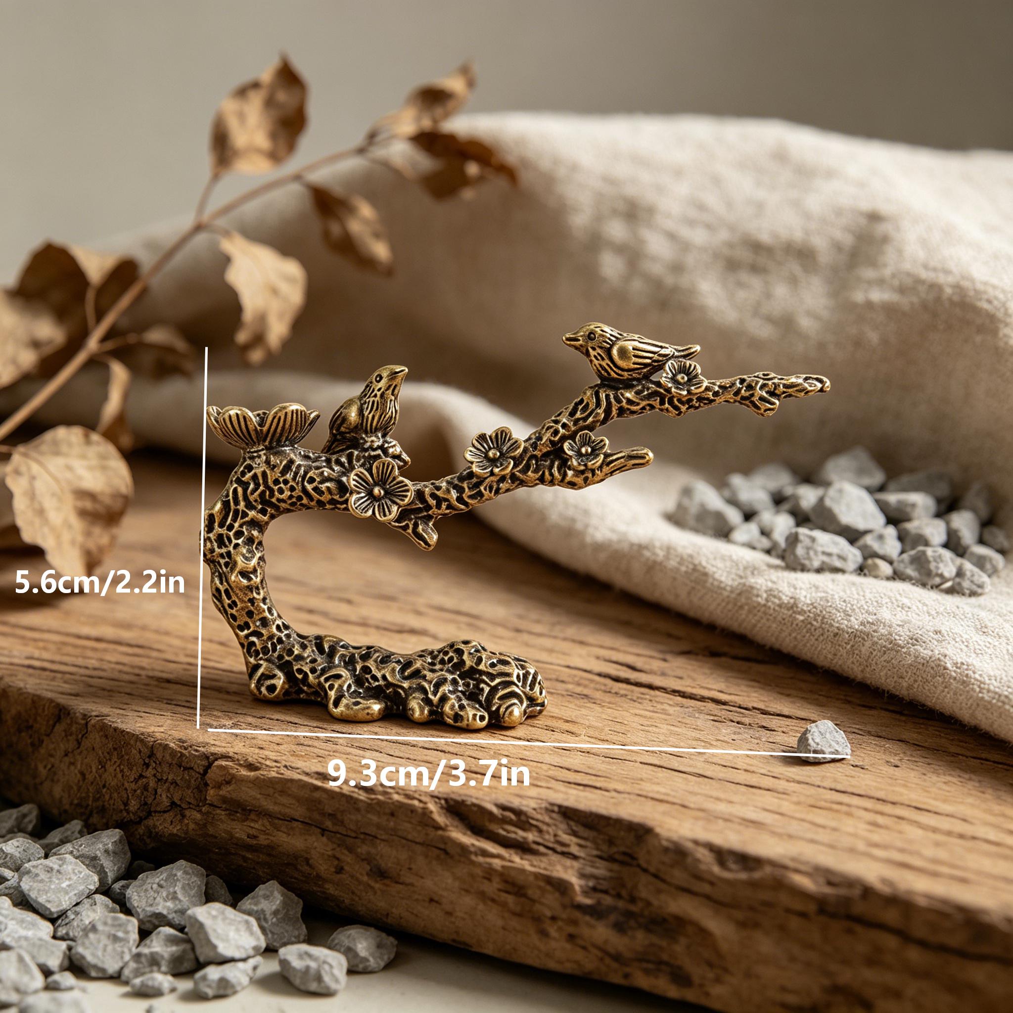 Handcrafted Mini Copper Birds on Branch Figurine — Copper figurine image 3