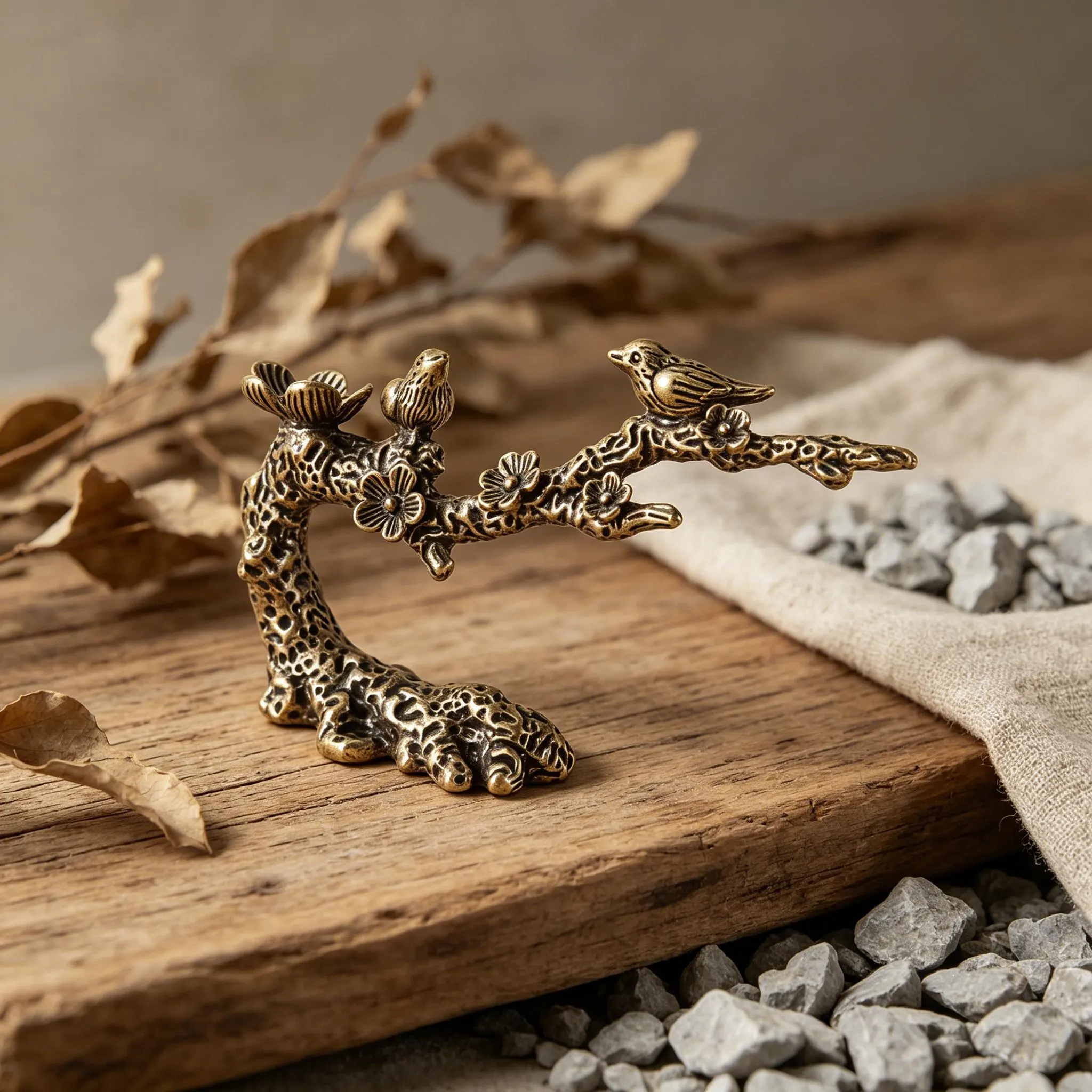 Handcrafted Mini Copper Birds on Branch Figurine — Copper figurine image 6