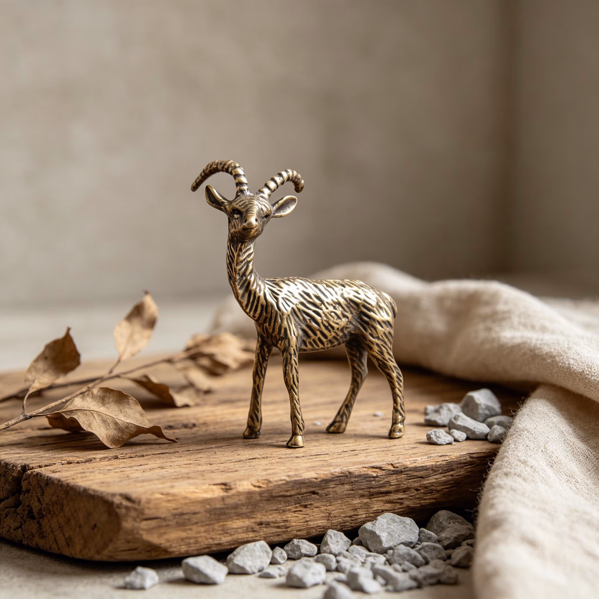 Vintage Handmade Brass Antelope Figurine — Copper figurine image 3