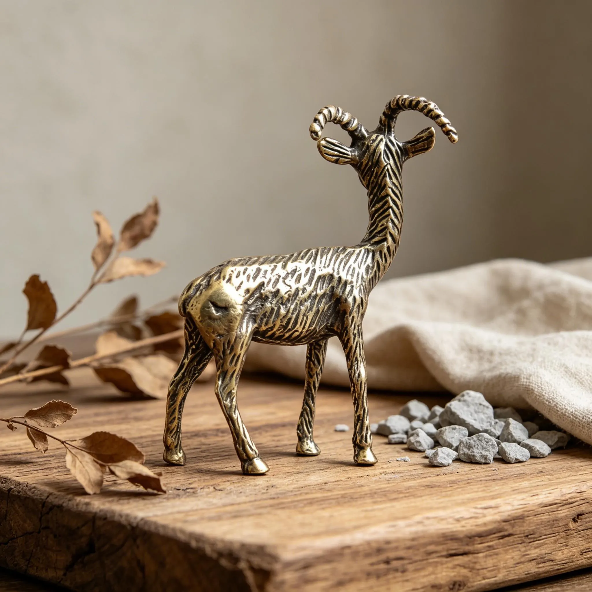 Vintage Handmade Brass Antelope Figurine — Copper figurine image 4