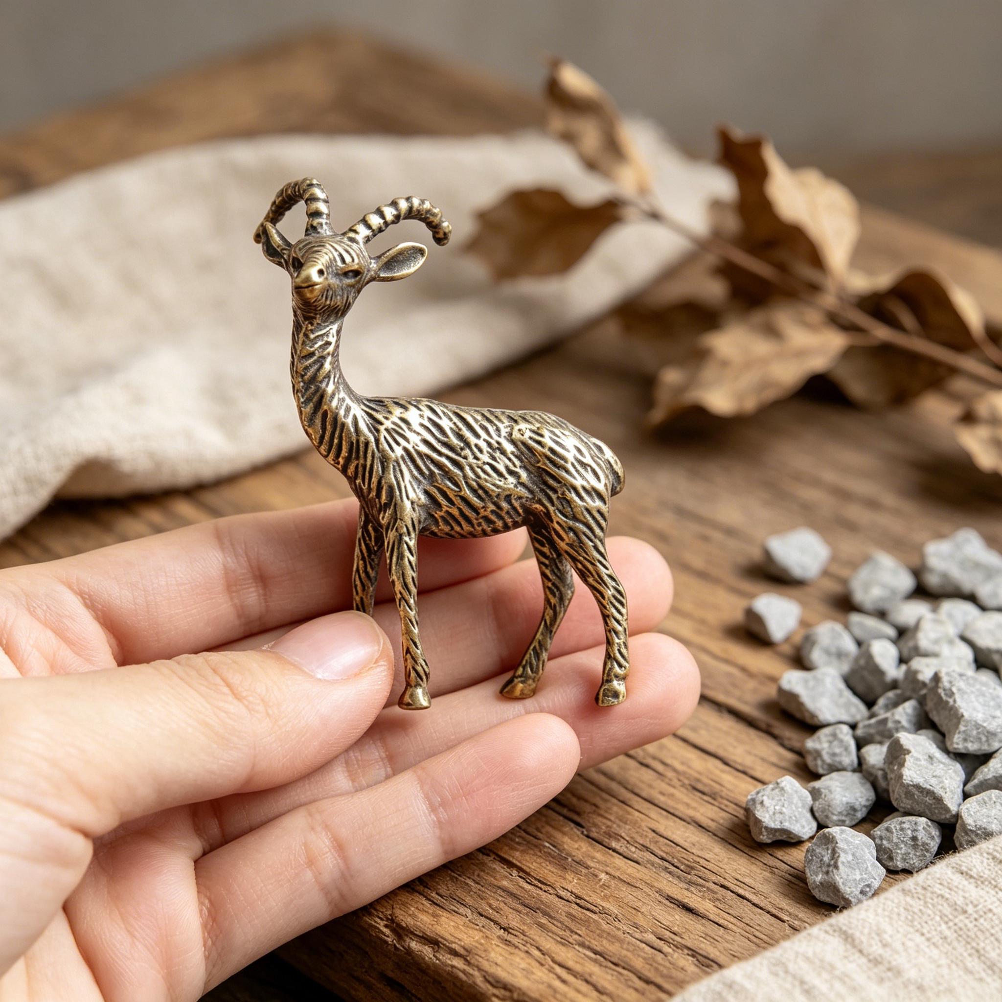 Vintage Handmade Brass Antelope Figurine — Copper figurine image 5