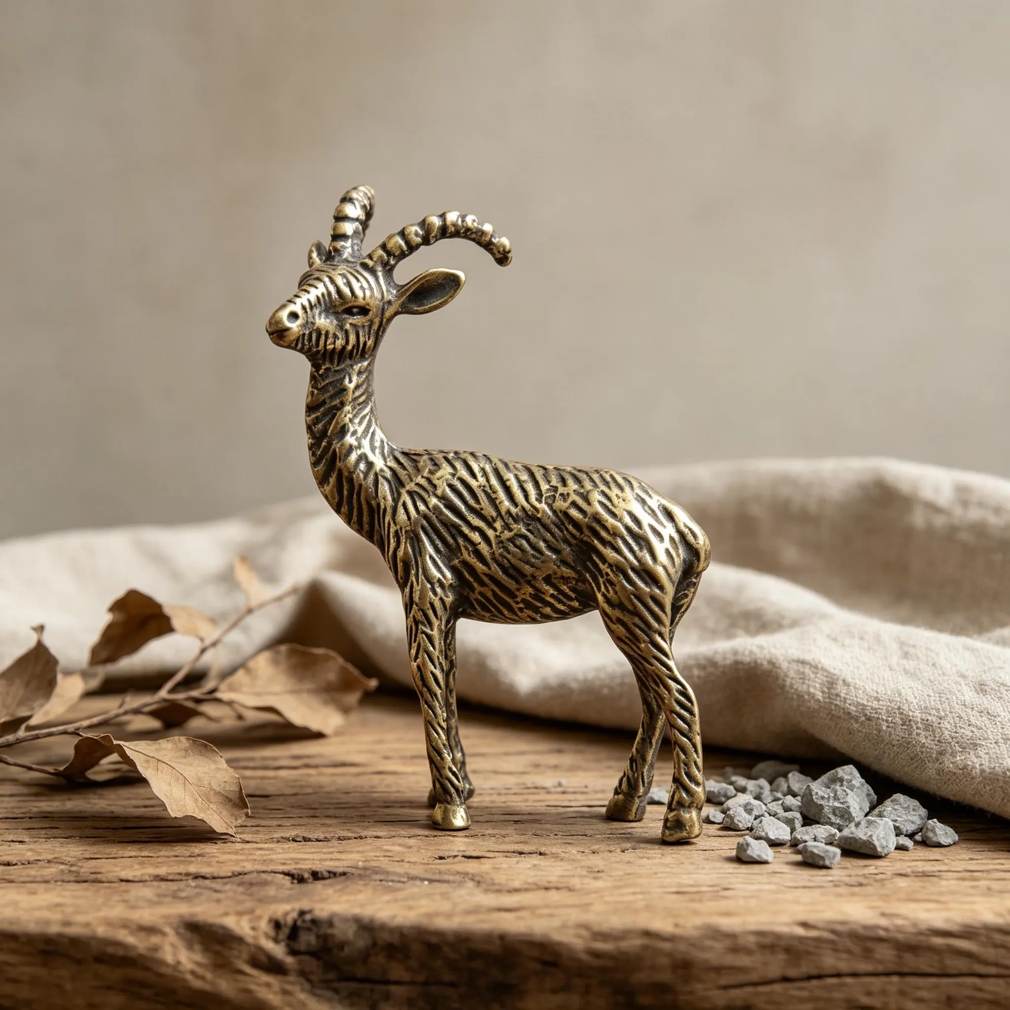 Vintage Handmade Brass Antelope Figurine — Copper figurine image 1