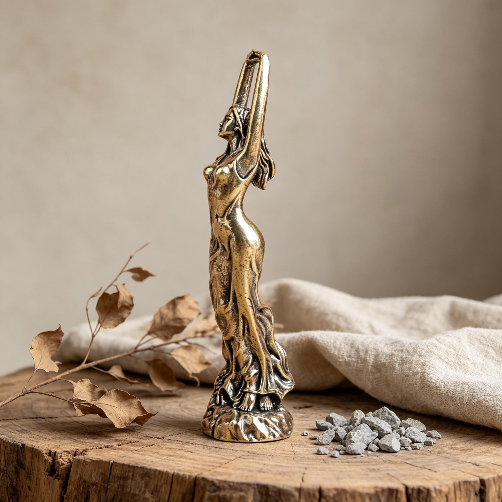 Handcrafted Brass Stretching Woman Figurine — Brass figurine image 4