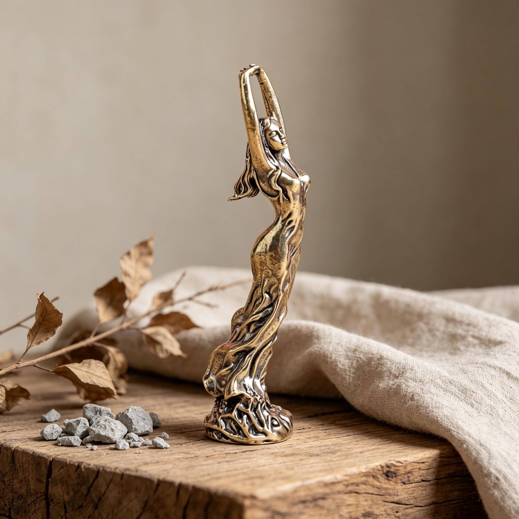 Handcrafted Brass Stretching Woman Figurine — Brass figurine image 6