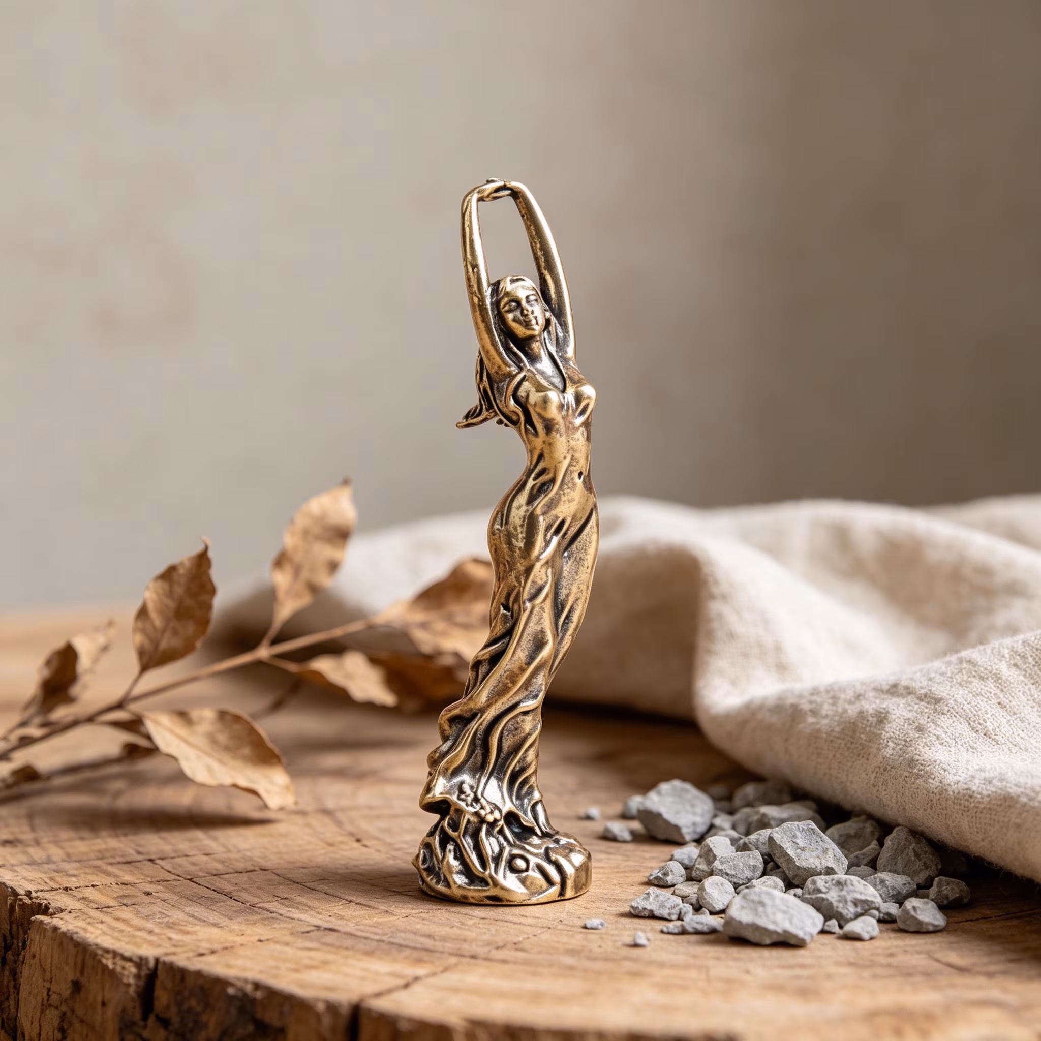Handcrafted Brass Stretching Woman Figurine — Brass figurine image 7