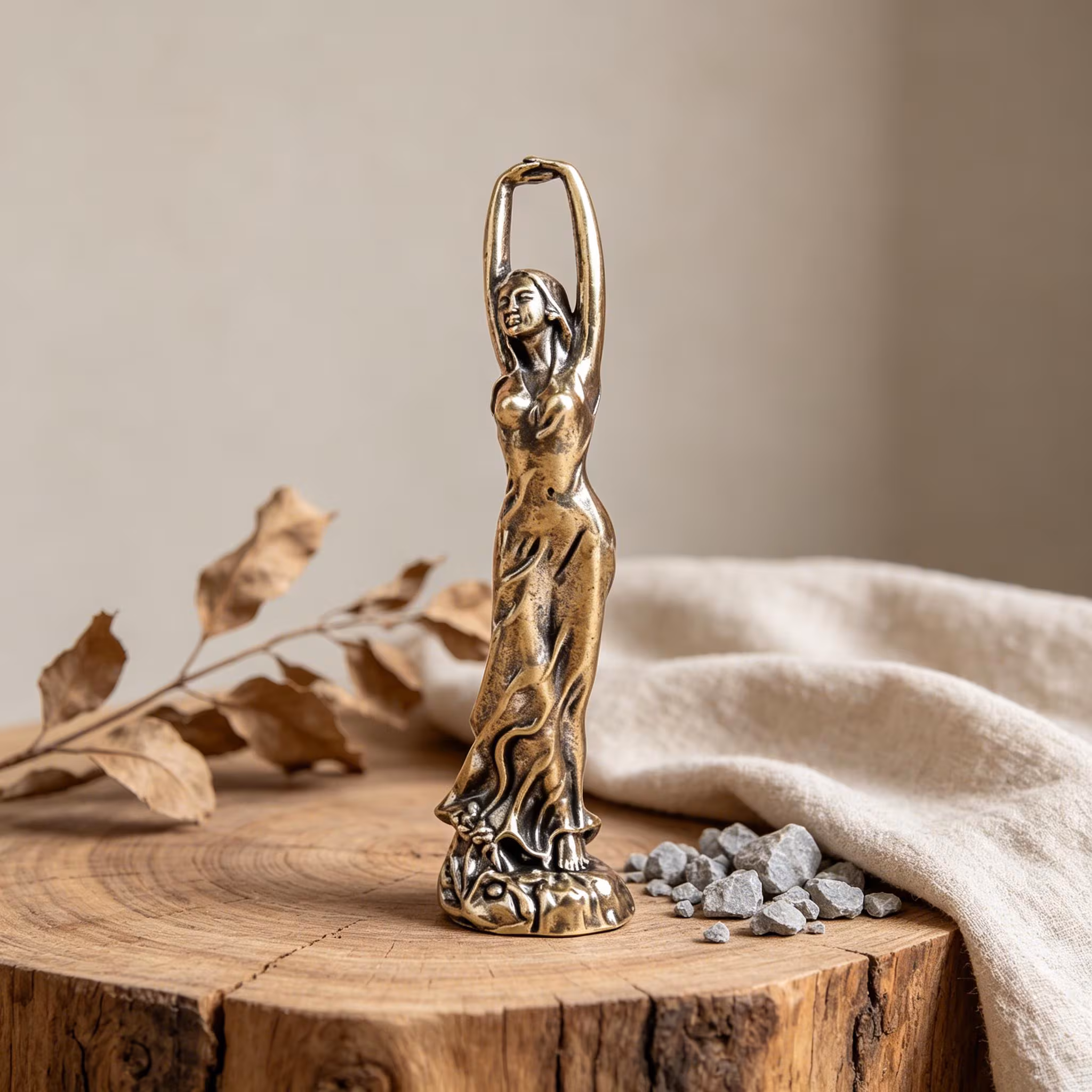 Handcrafted Brass Stretching Woman Figurine — Brass figurine image 1
