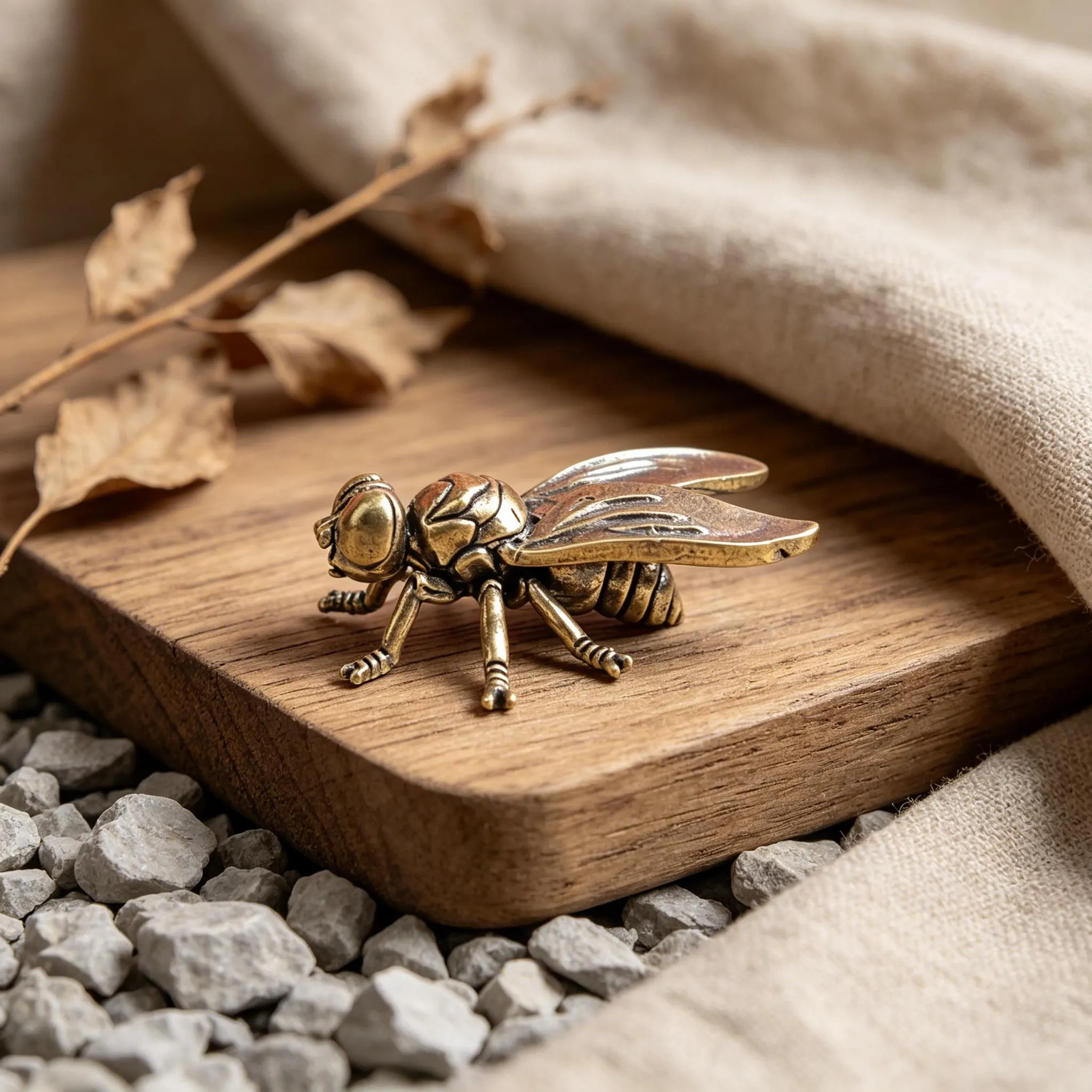 Vintage Brass Fly Figurine Set — Copper figurine image 3