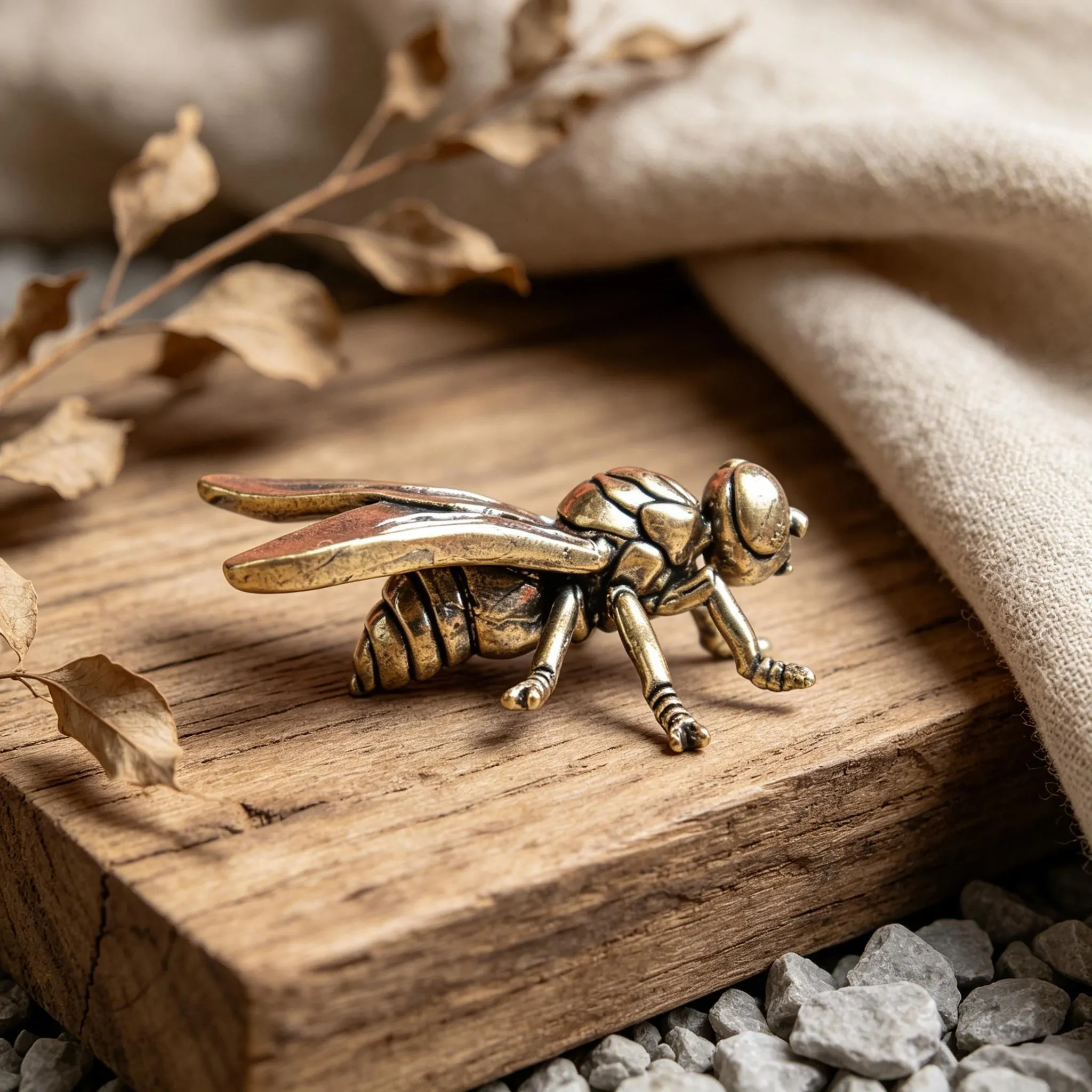 Vintage Brass Fly Figurine Set — Copper figurine image 4