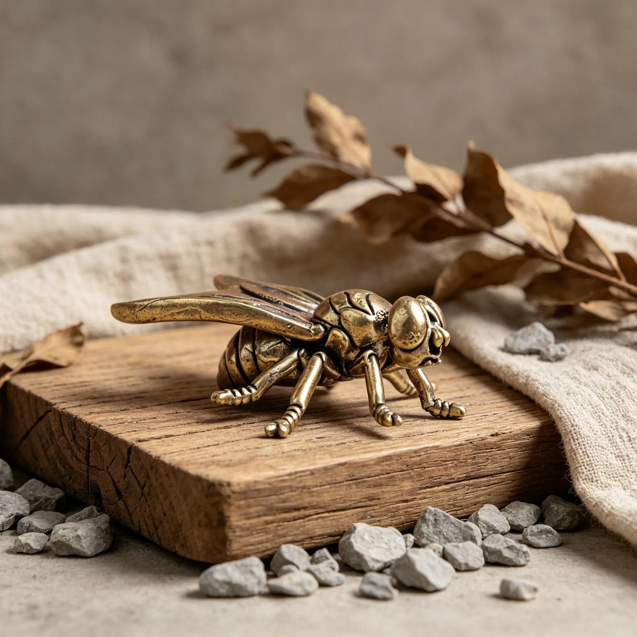 Vintage Brass Fly Figurine Set — Copper figurine image 5