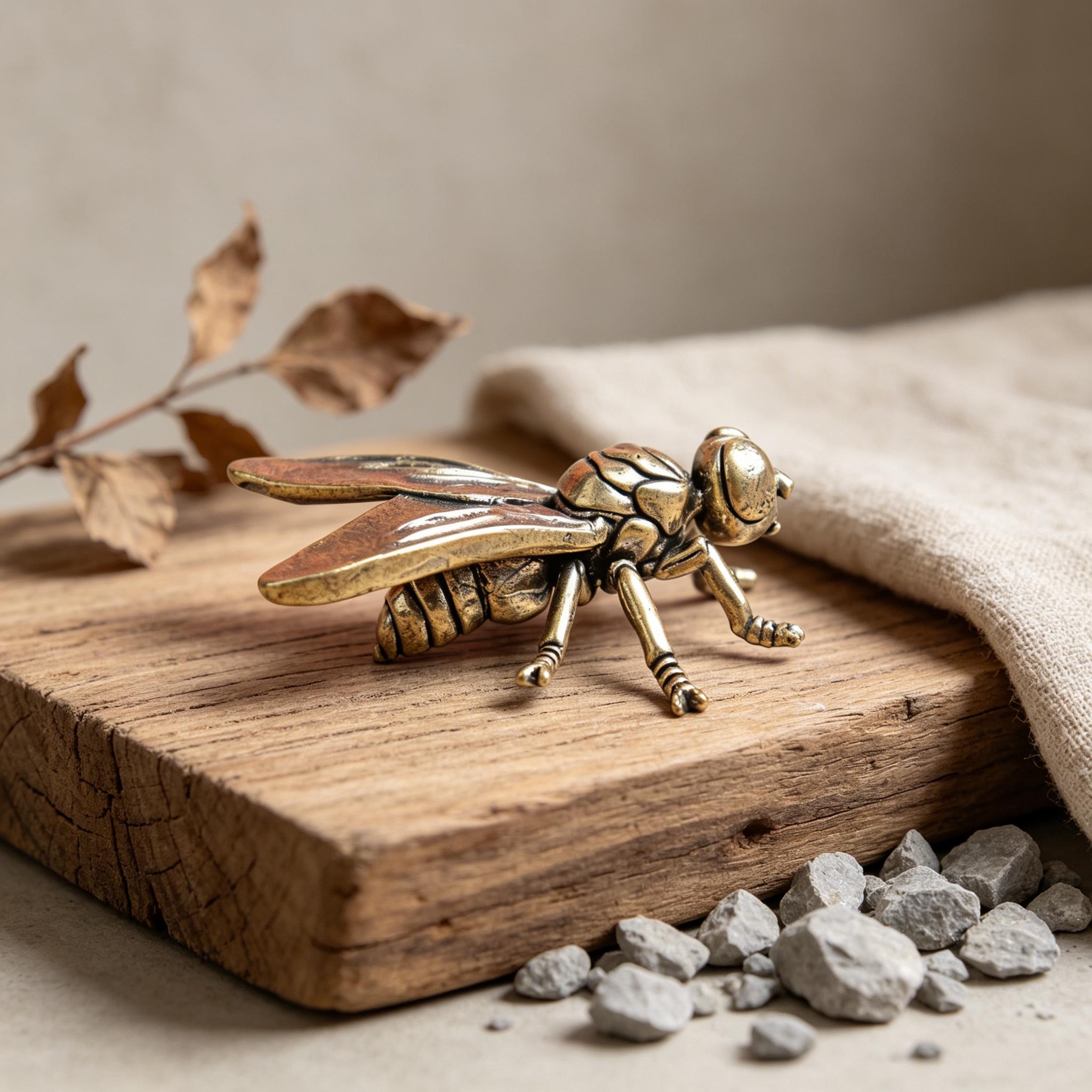 Vintage Brass Fly Figurine Set — Copper figurine image 6