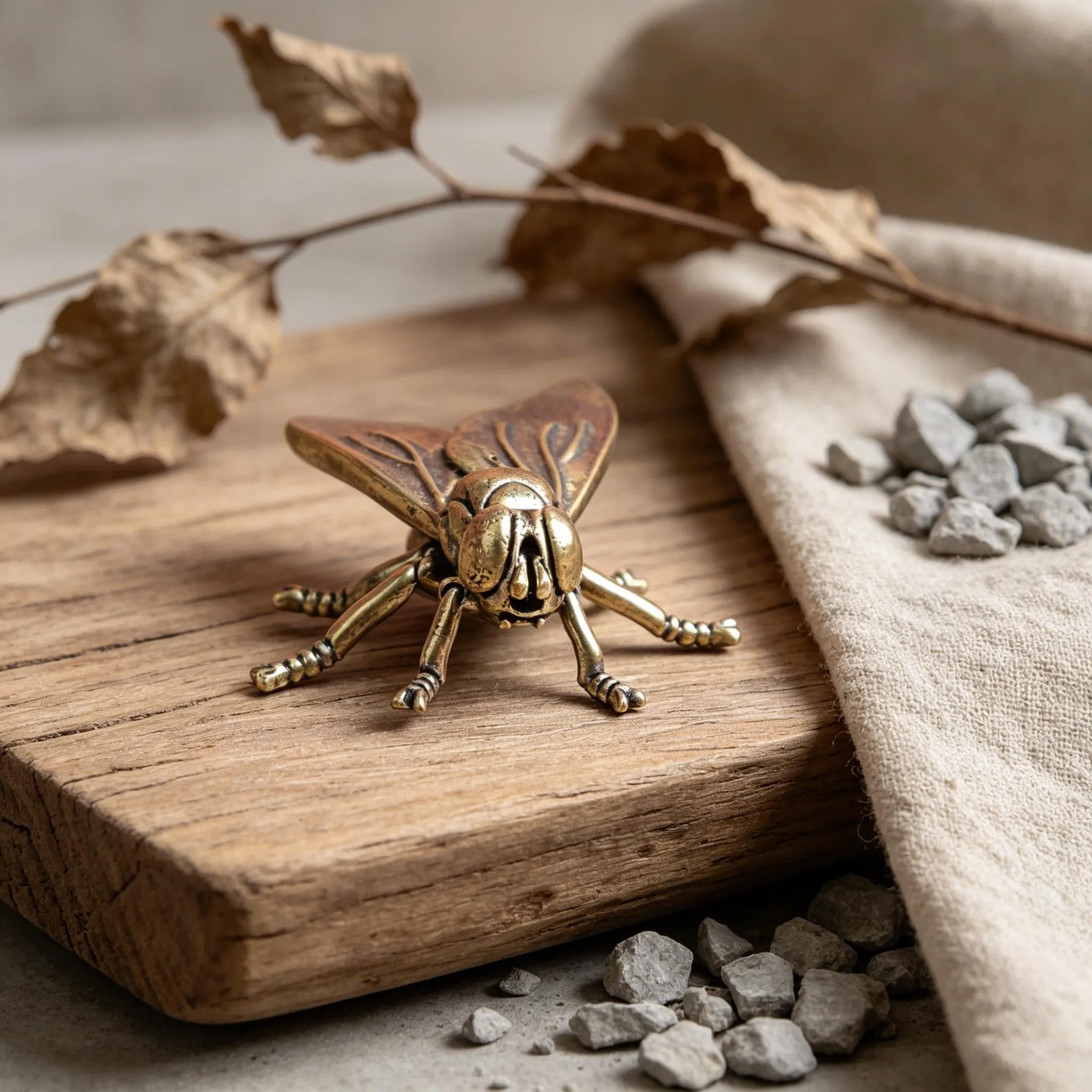 Vintage Brass Fly Figurine Set — Copper figurine image 8
