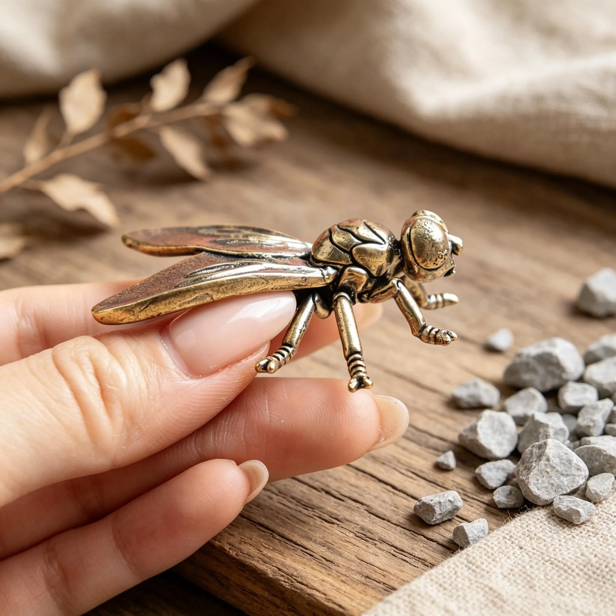 Vintage Brass Fly Figurine Set — Copper figurine image 9