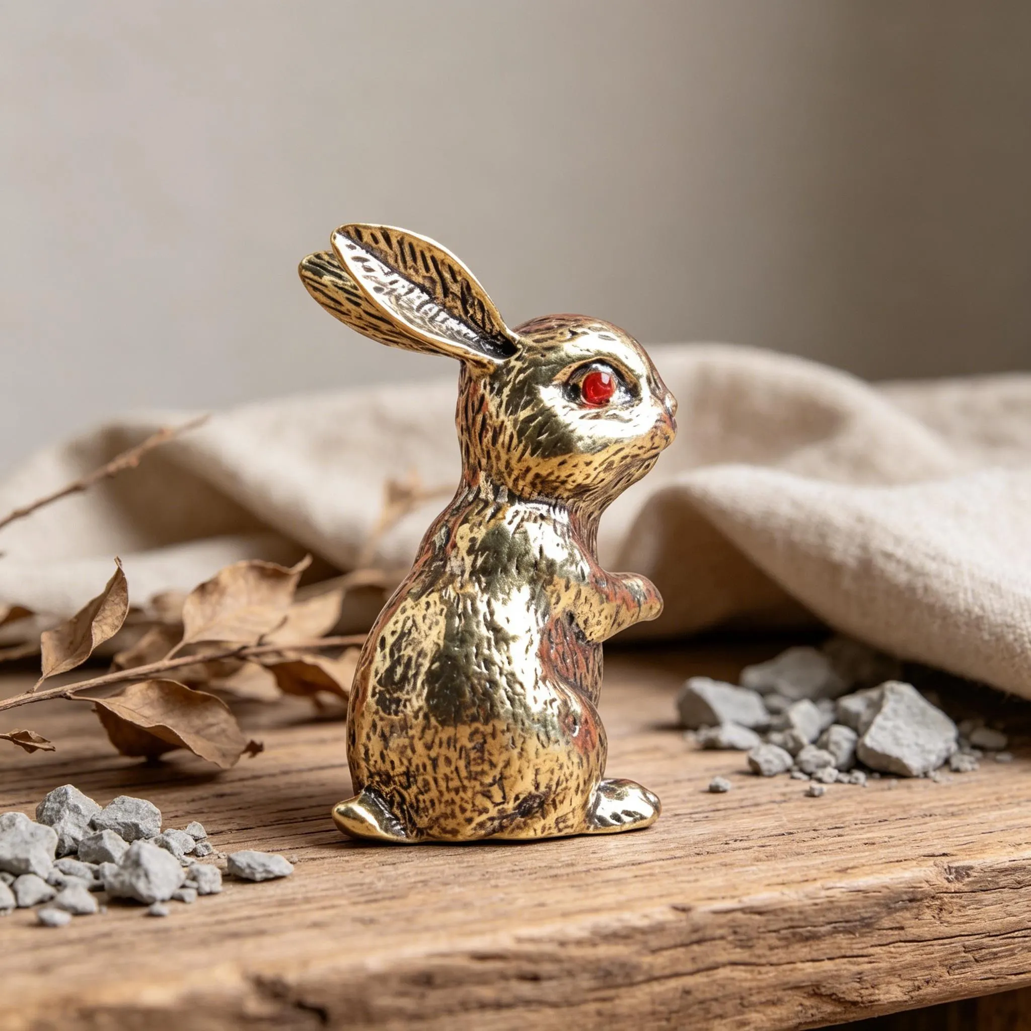 Vintage Brass Rabbit Figurine — Copper figurine image 3