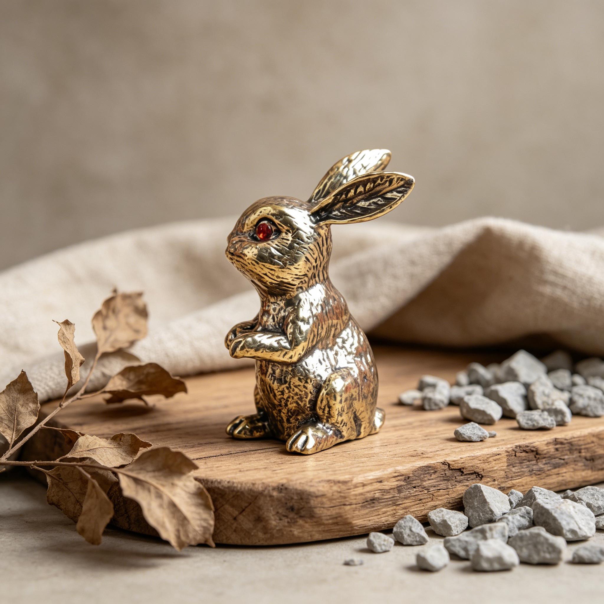Vintage Brass Rabbit Figurine — Copper figurine image 4