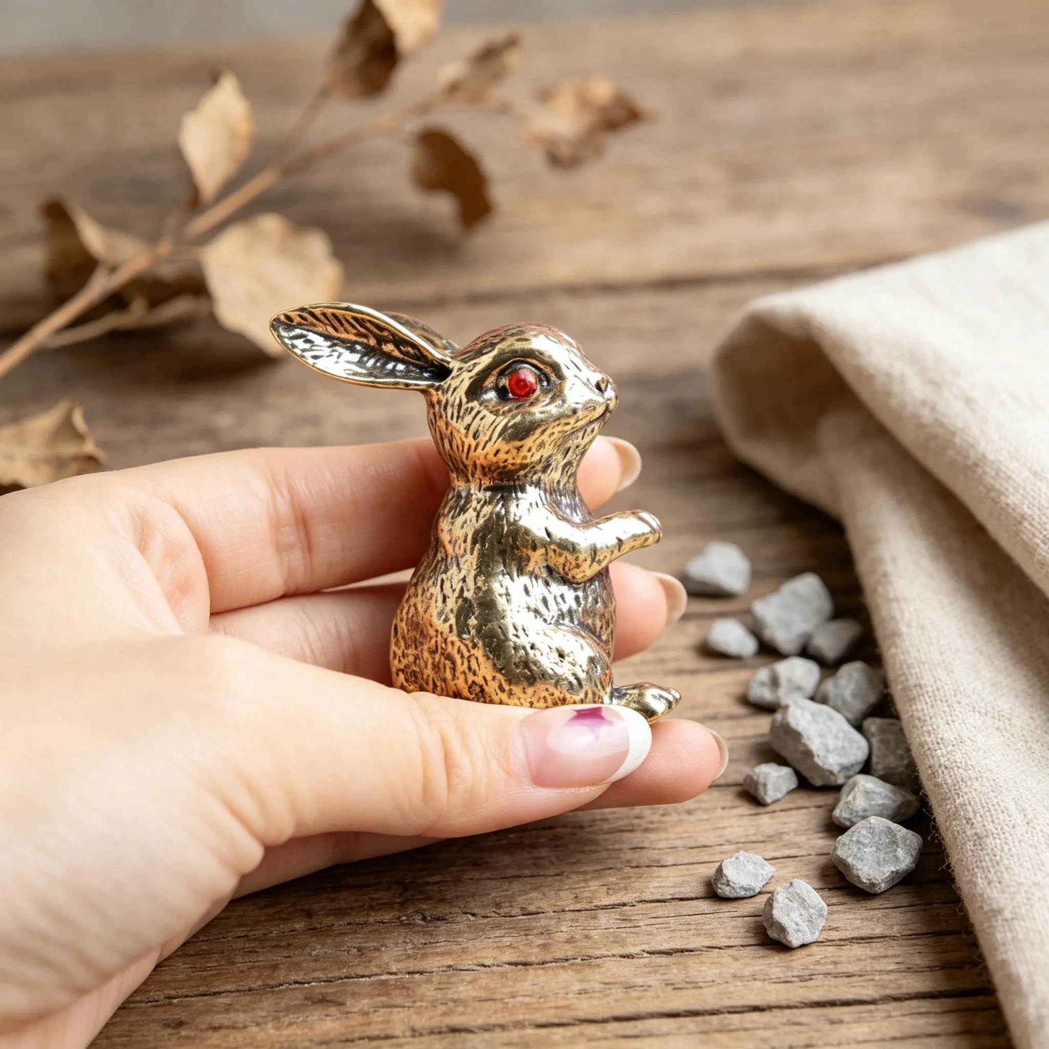 Vintage Brass Rabbit Figurine — Copper figurine image 6