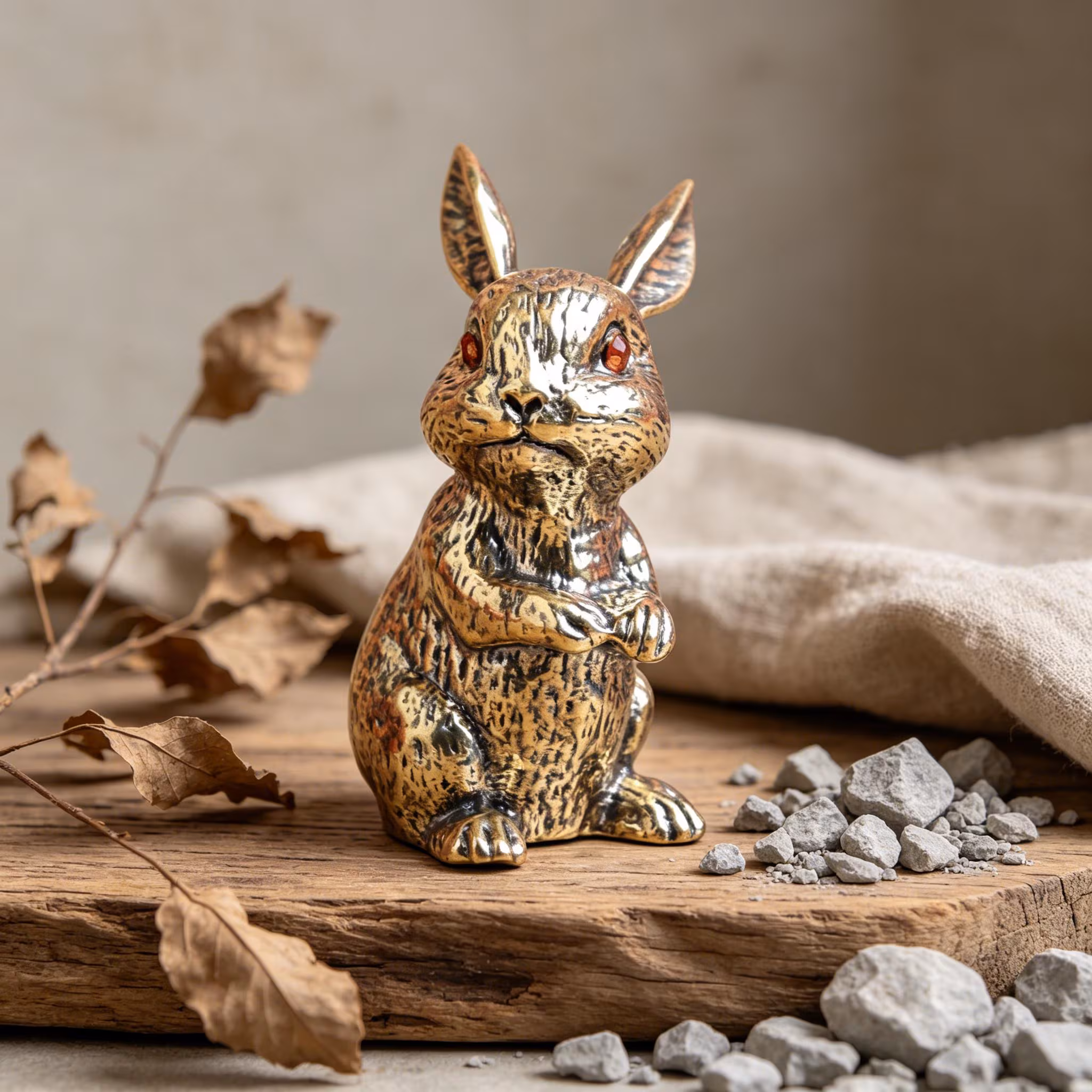 Vintage Brass Rabbit Figurine — Copper figurine image 1