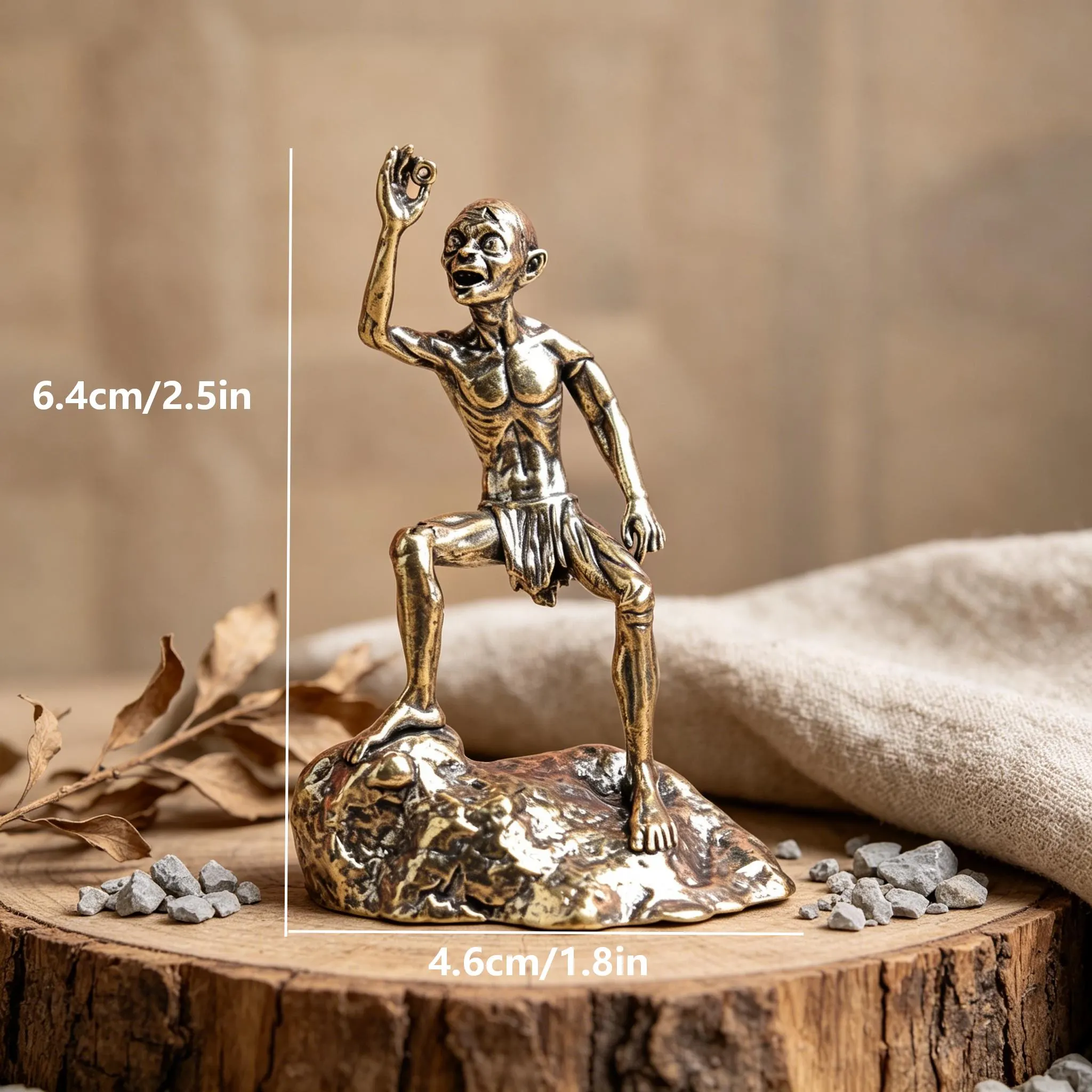 Miniature Bronze Gollum Figurine — Copper figurine image 2