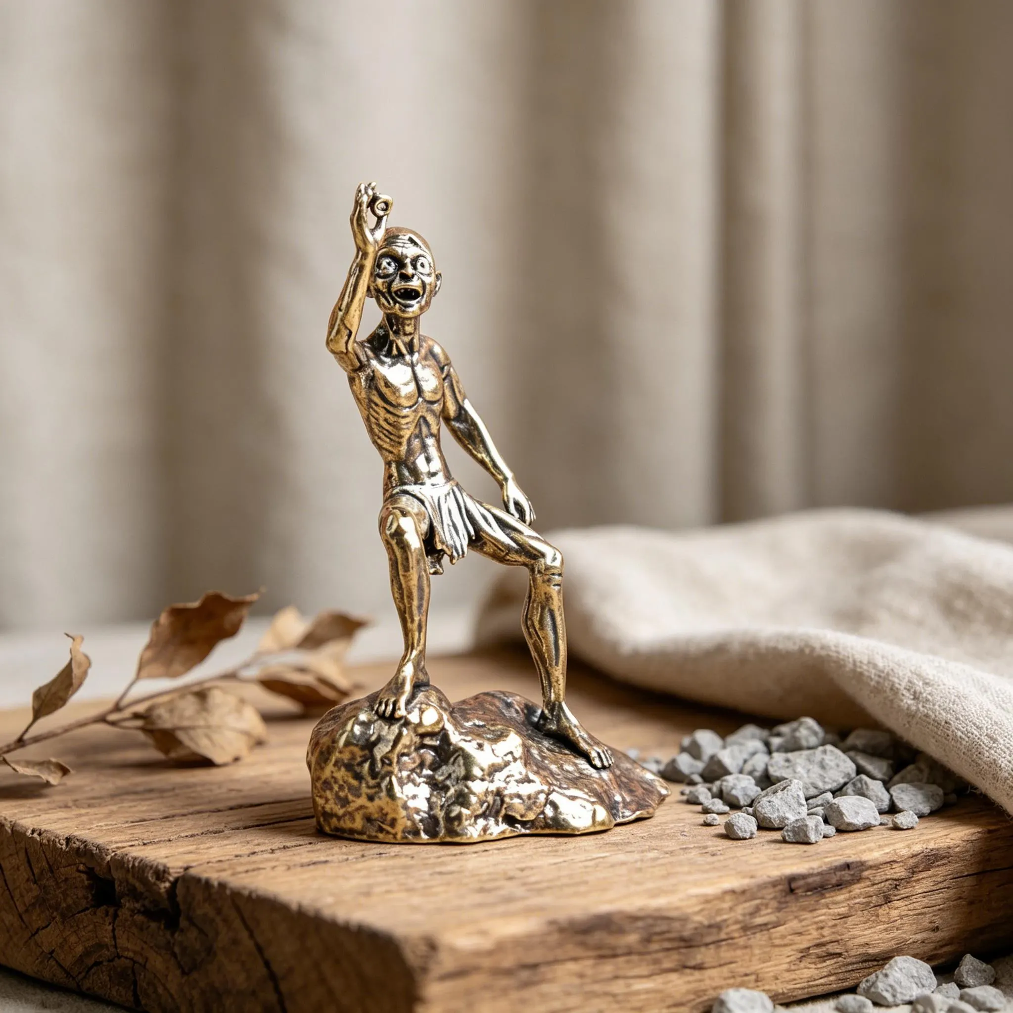 Miniature Bronze Gollum Figurine — Copper figurine image 3