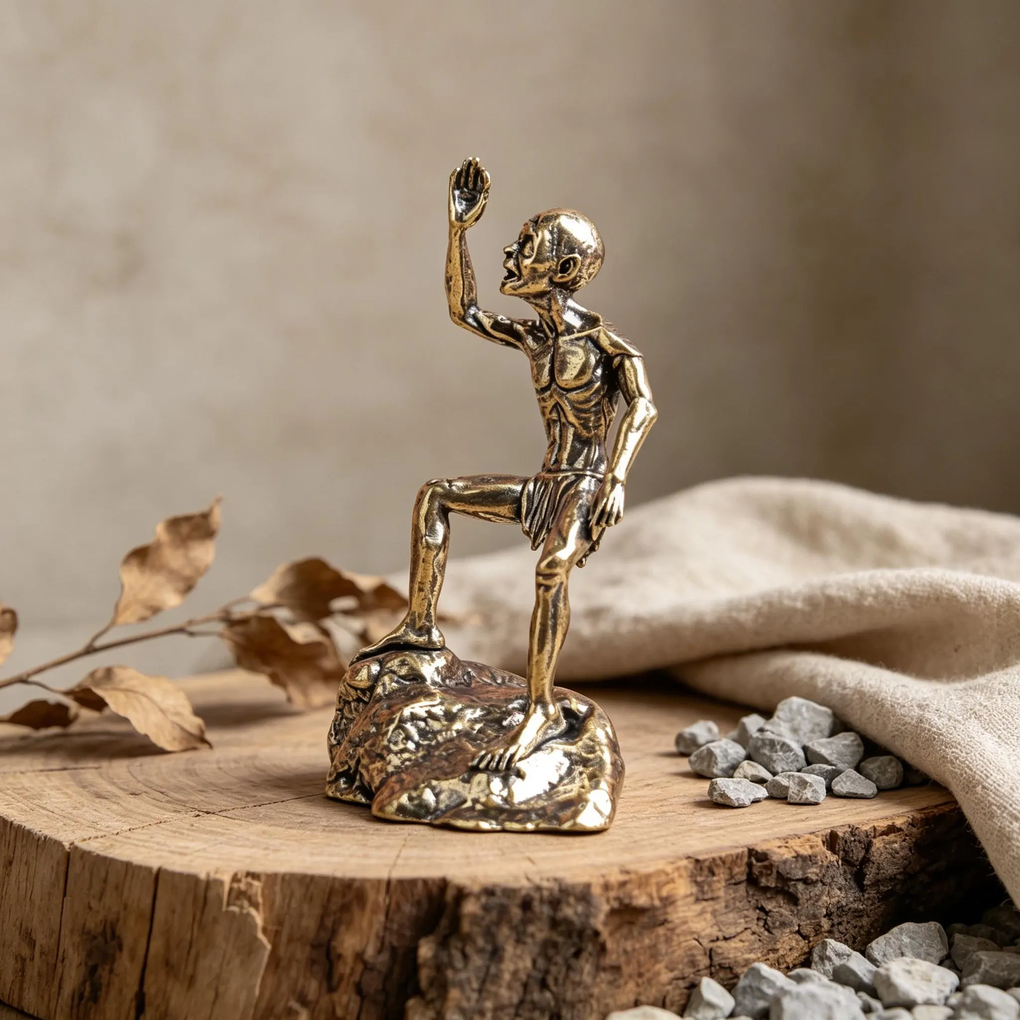 Miniature Bronze Gollum Figurine — Copper figurine image 4