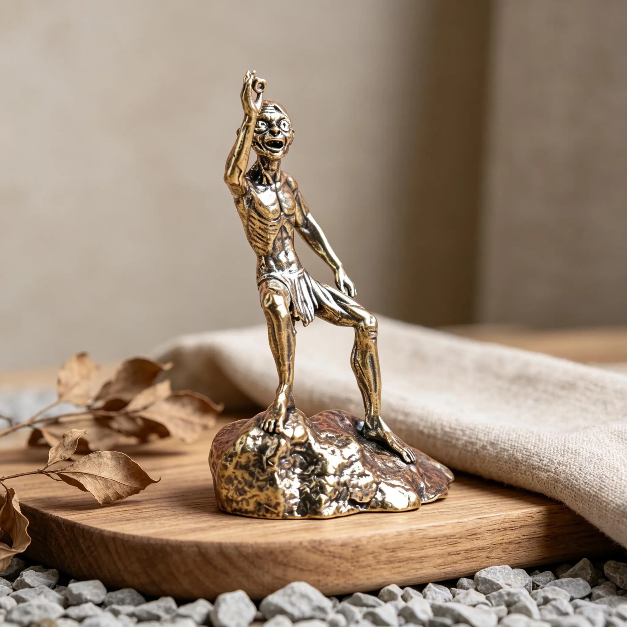 Miniature Bronze Gollum Figurine — Copper figurine image 5