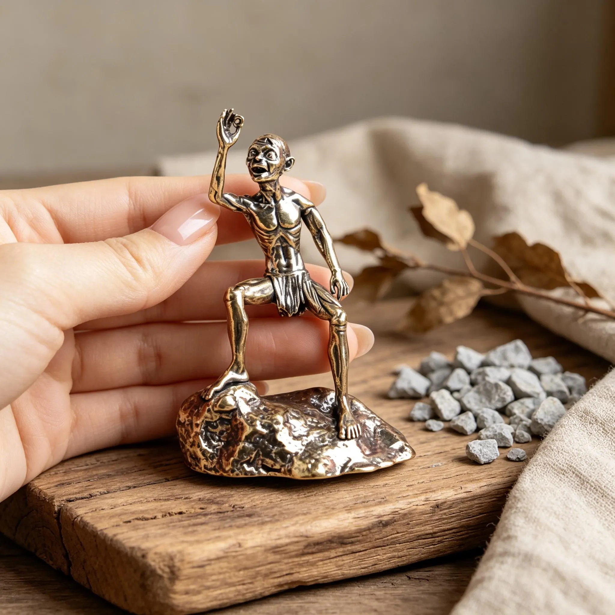 Miniature Bronze Gollum Figurine — Copper figurine image 6