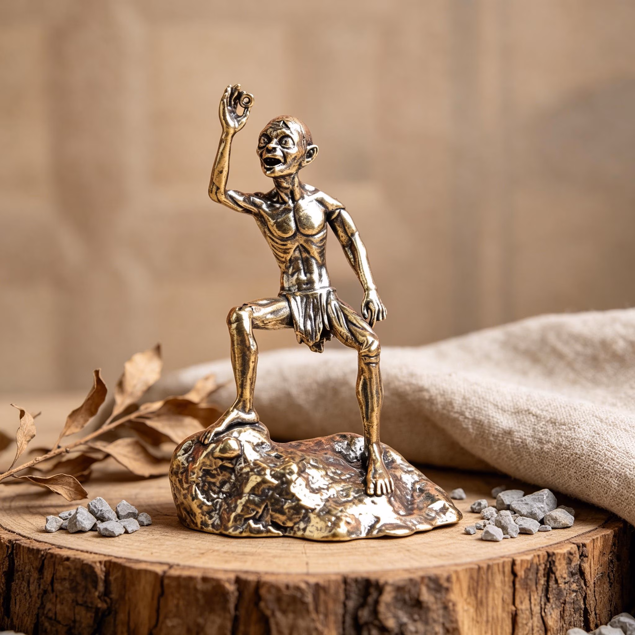 Miniature Bronze Gollum Figurine — Copper figurine image 7