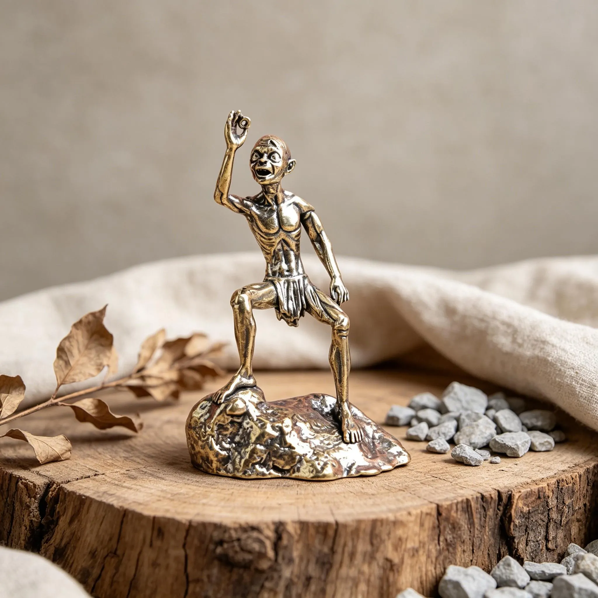Miniature Bronze Gollum Figurine — Copper figurine image 8