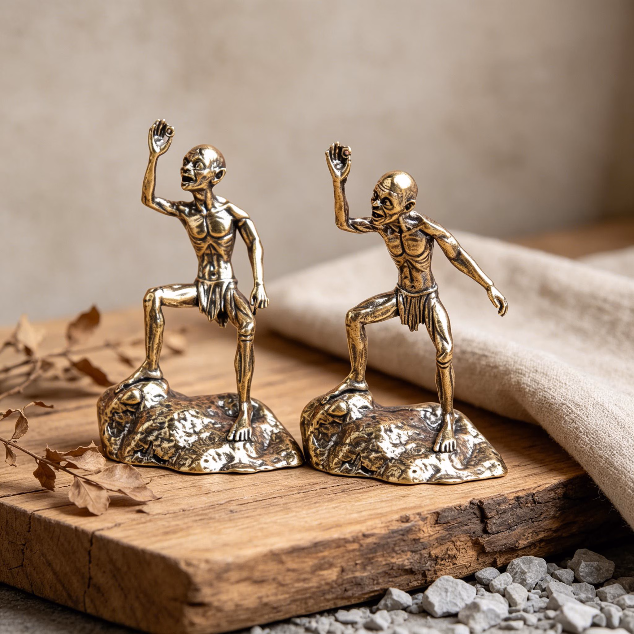 Miniature Bronze Gollum Figurine — Copper figurine image 1