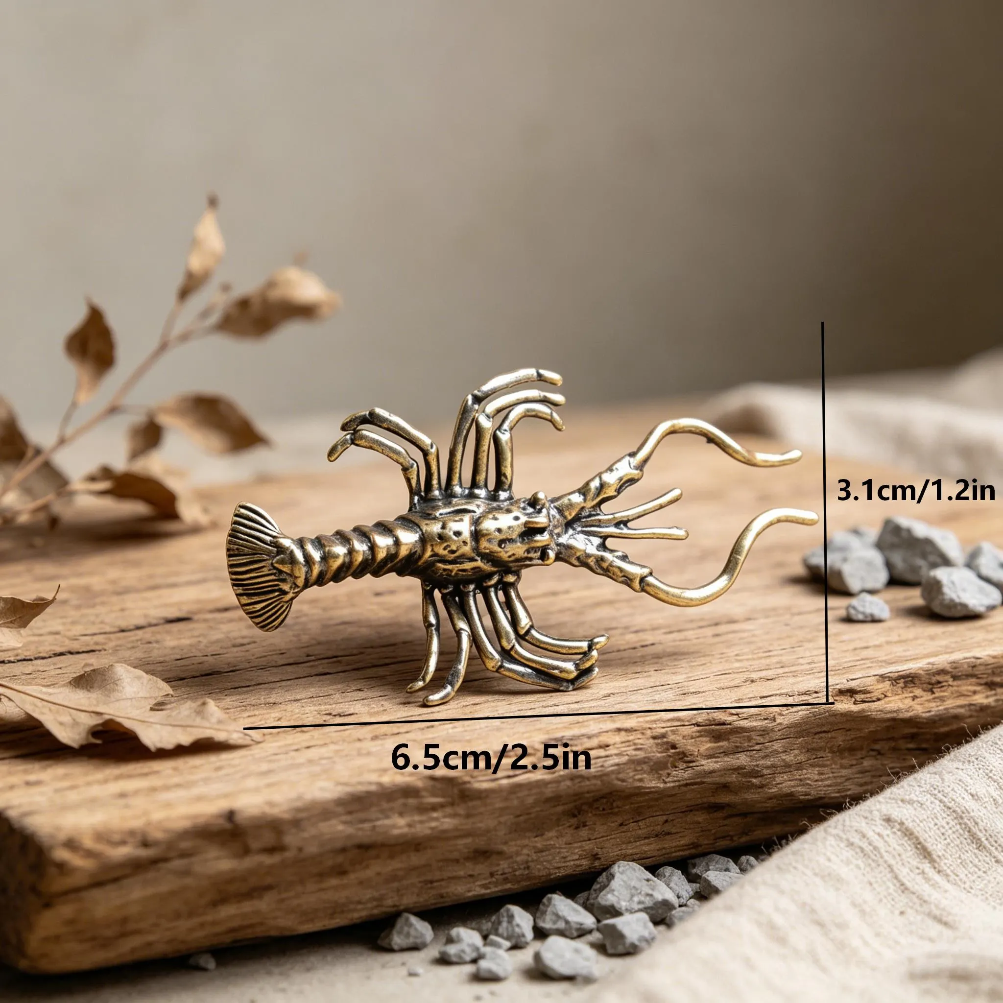 Vintage Handmade Brass Lobster Figurine — Copper figurine image 2