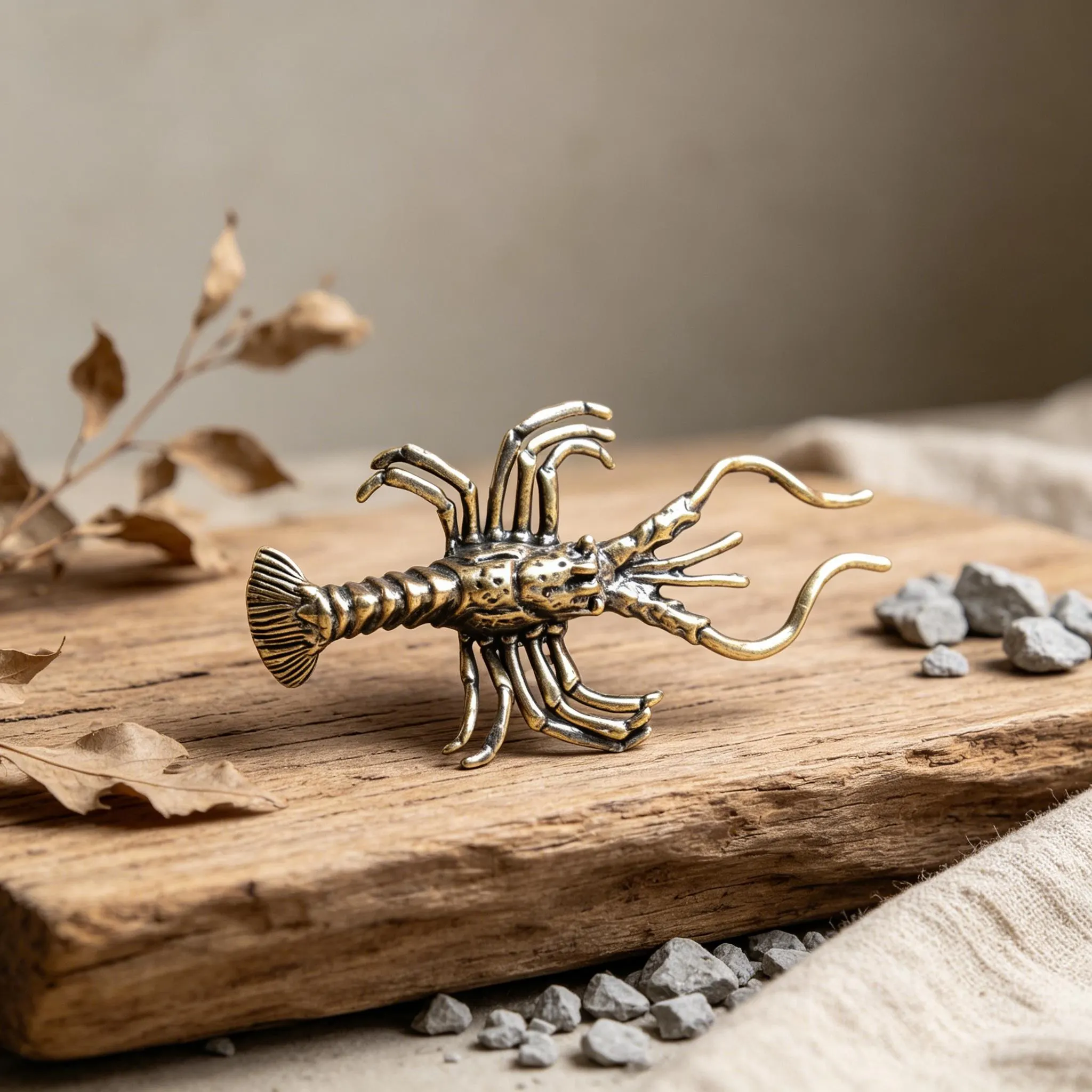 Vintage Handmade Brass Lobster Figurine — Copper figurine image 5