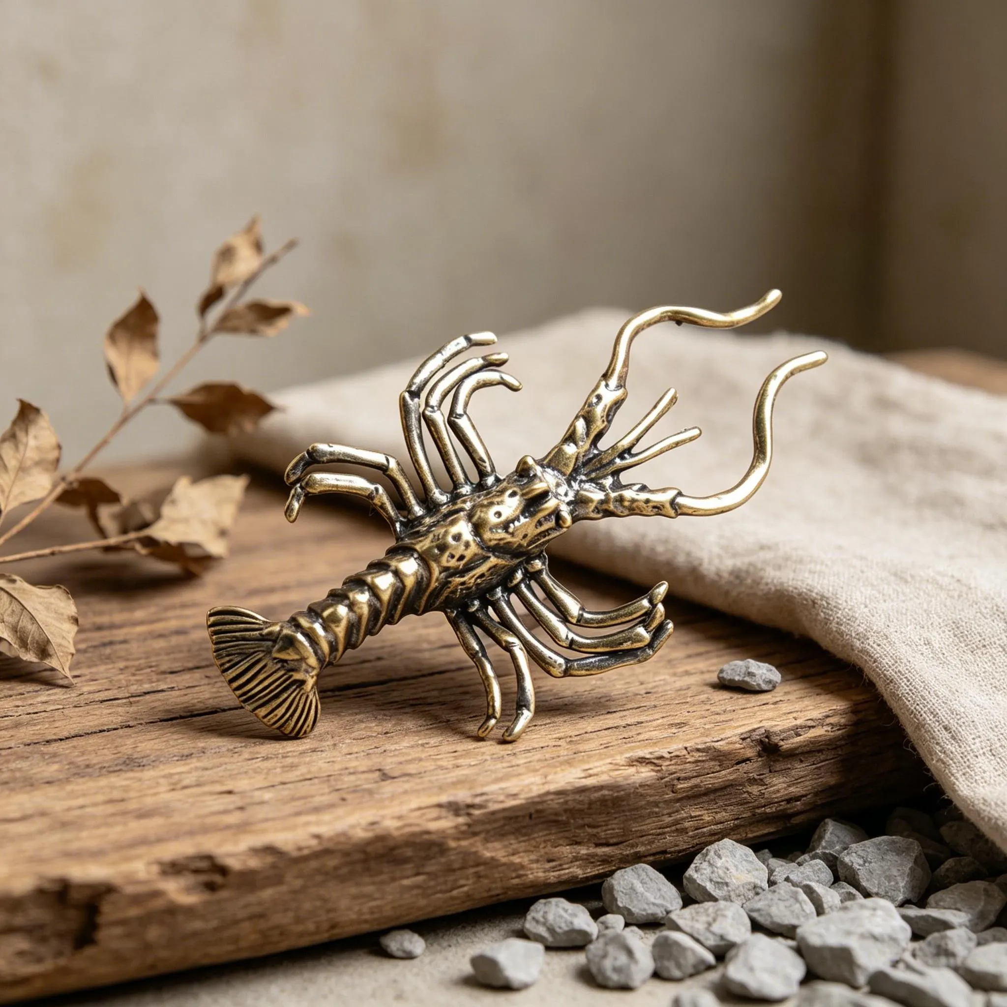 Vintage Handmade Brass Lobster Figurine — Copper figurine image 6