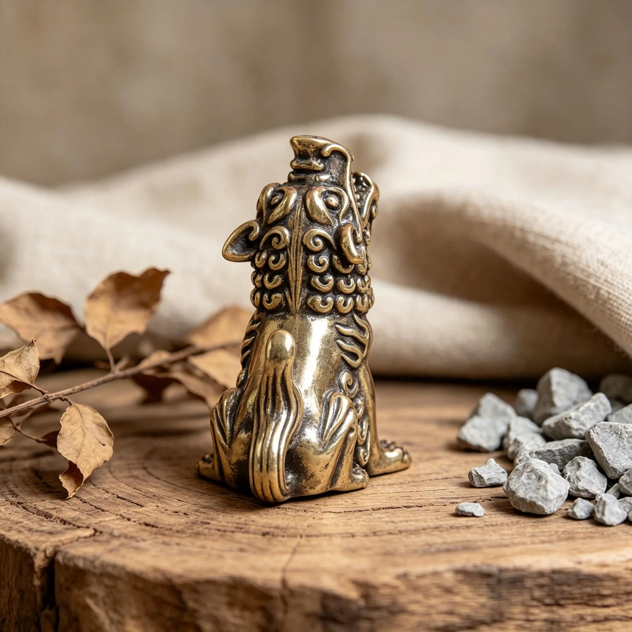 Vintage Handmade Brass Mythological Statue — Copper figurine image 3