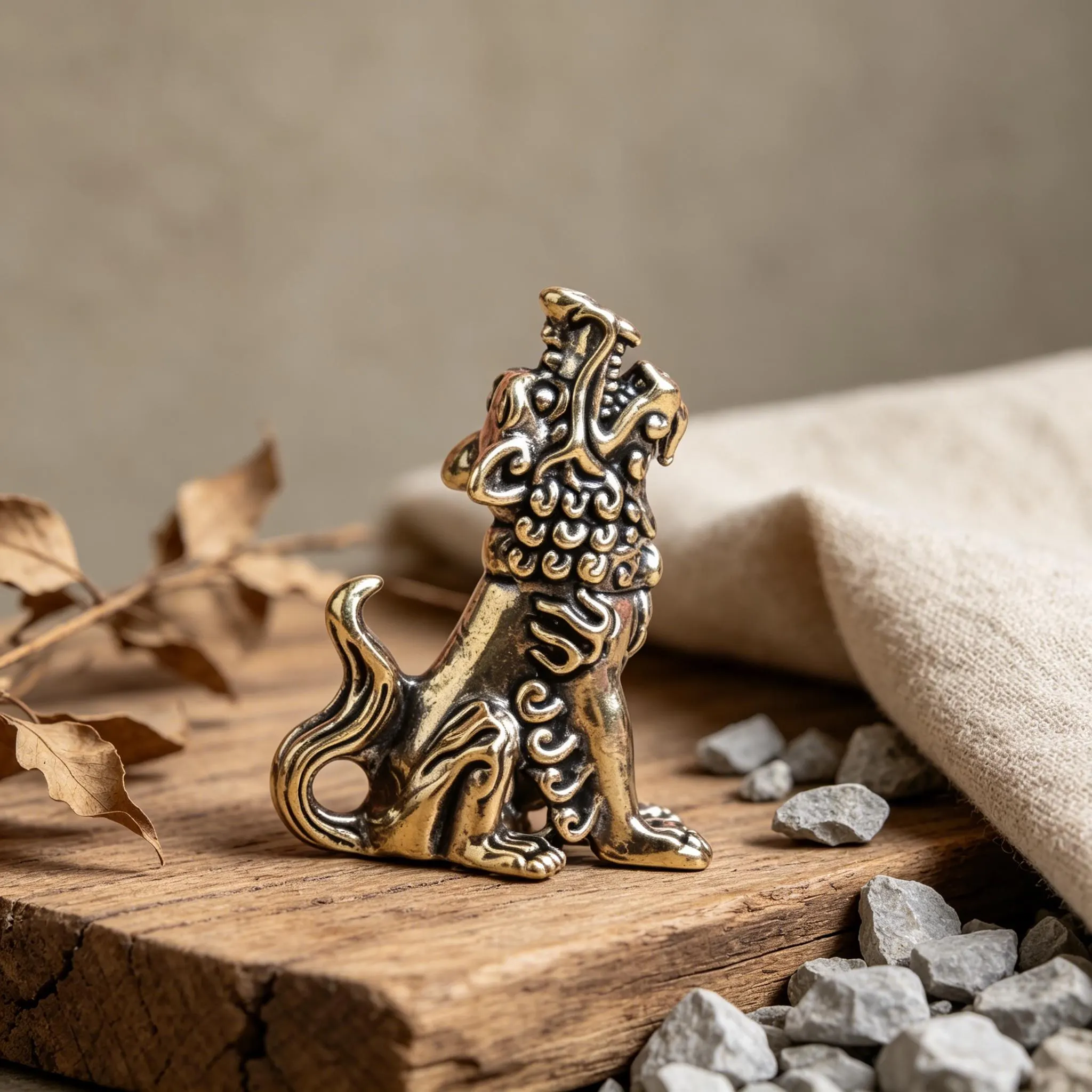 Vintage Handmade Brass Mythological Statue — Copper figurine image 4