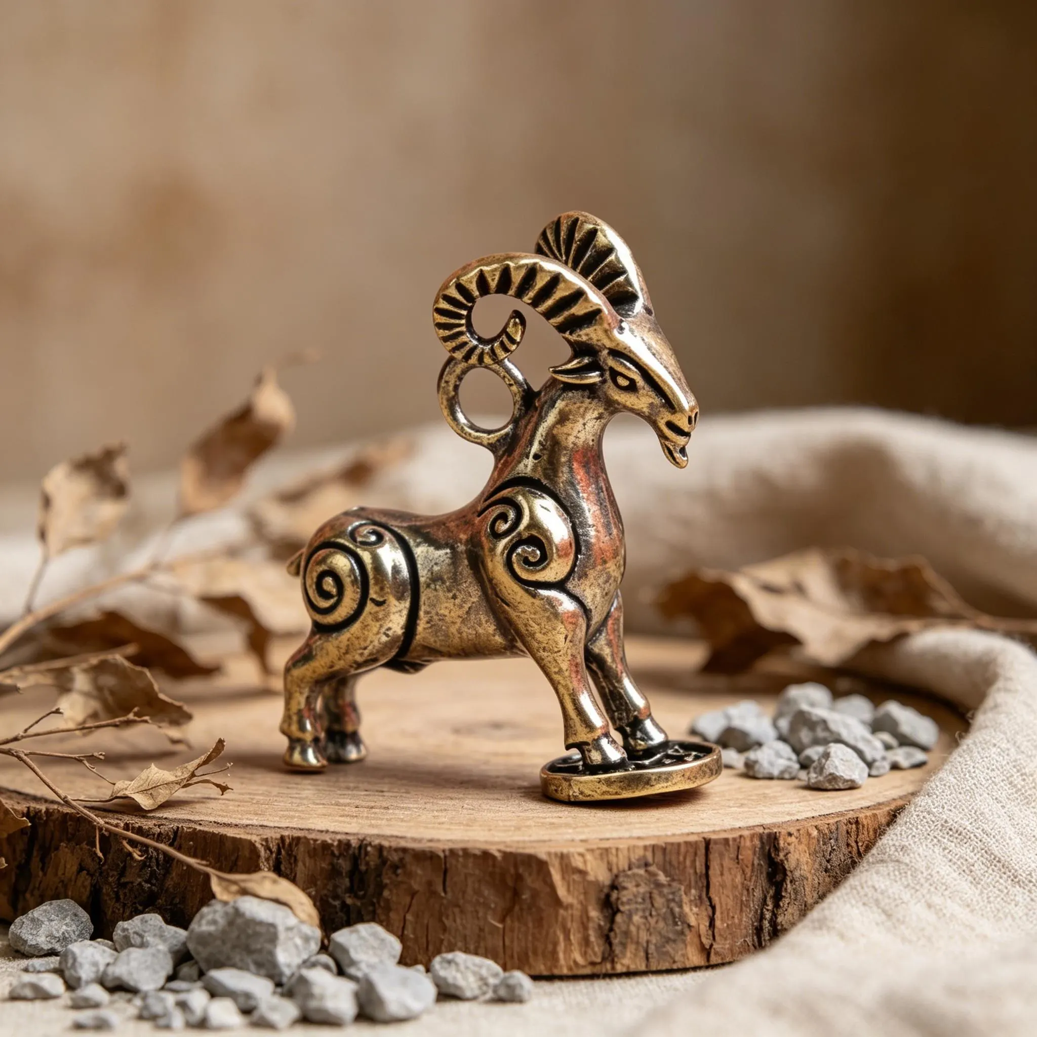 Handmade Brass Goat Statue — Copper figurine image 1