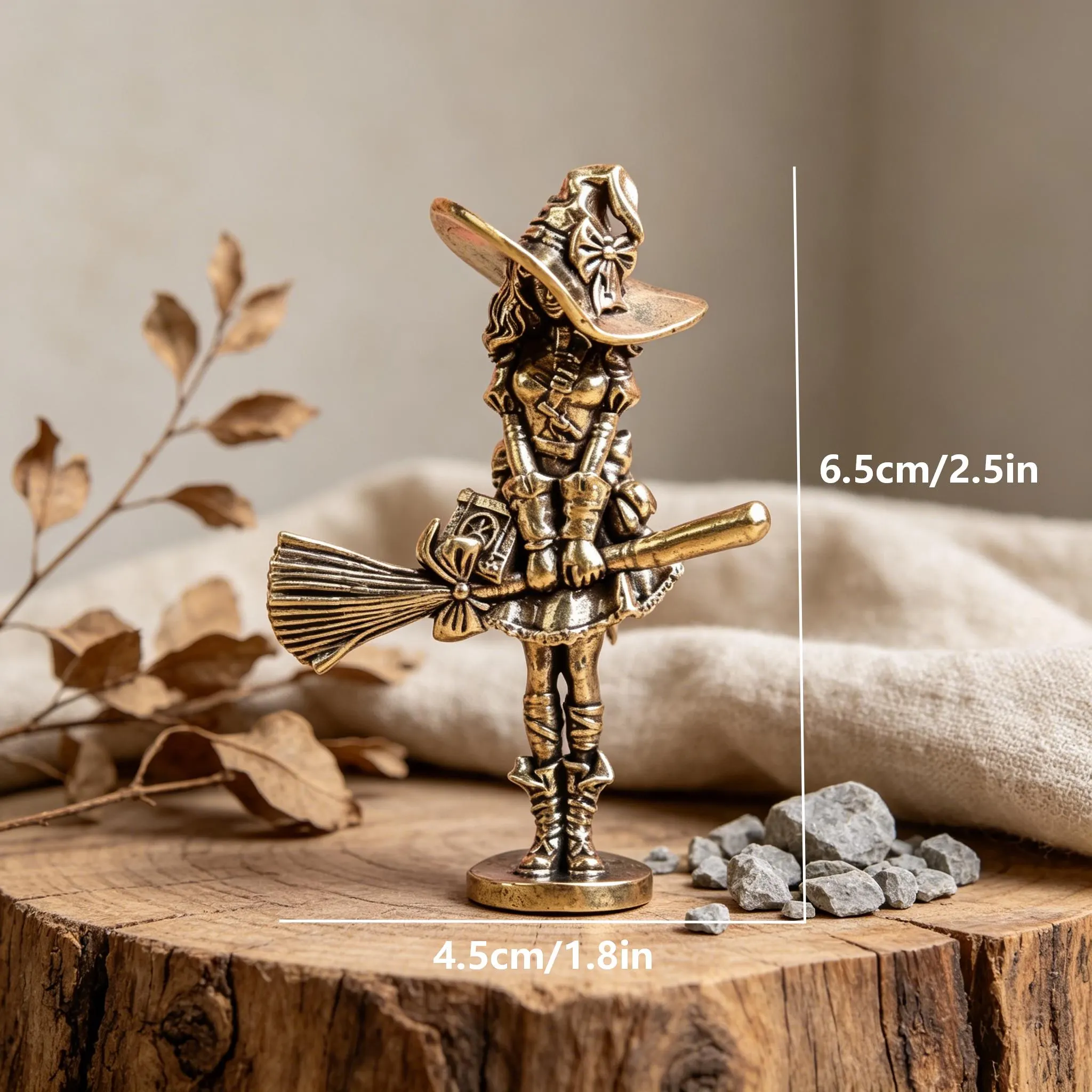 Handmade Brass Witch Figurine — Copper figurine image 2