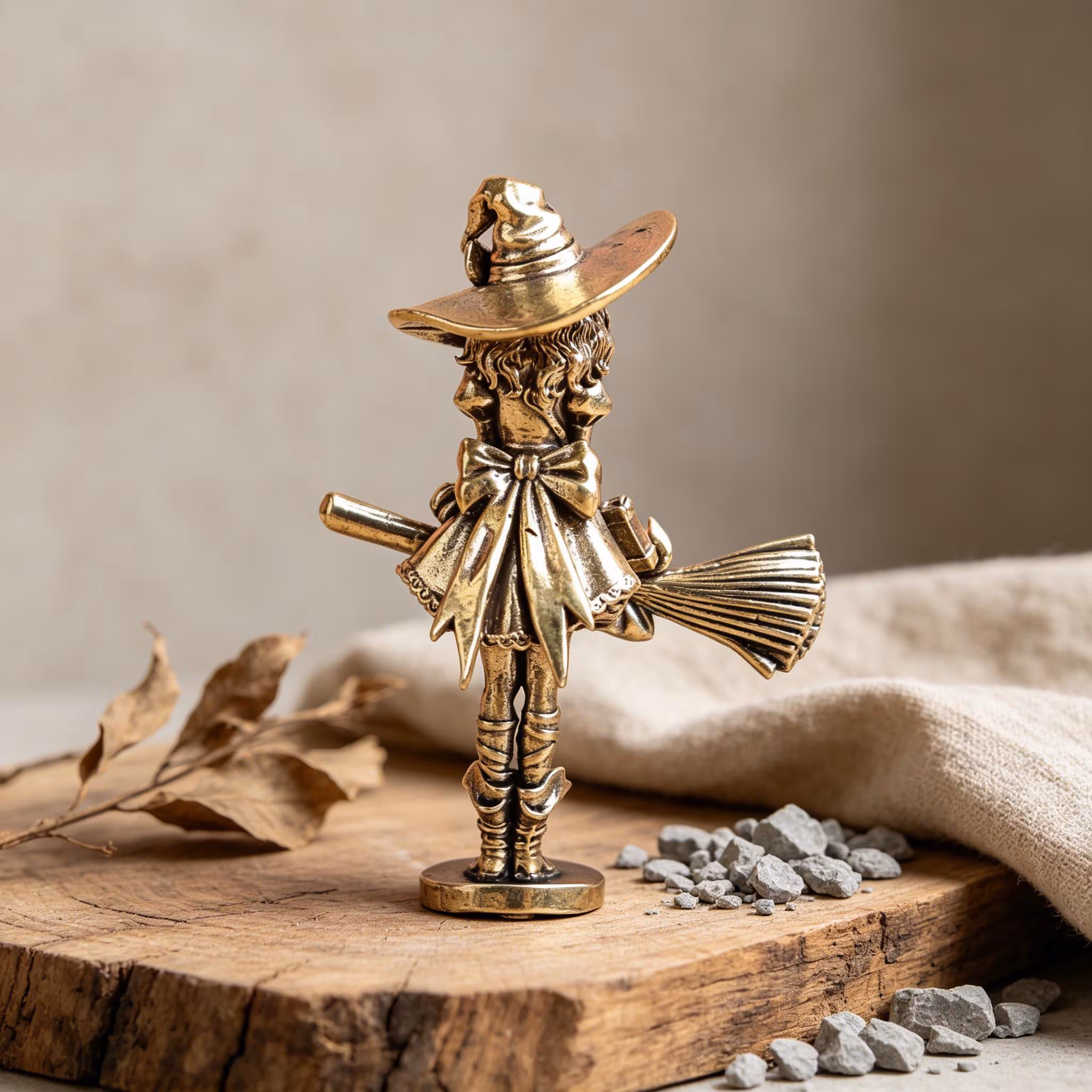 Handmade Brass Witch Figurine — Copper figurine image 3