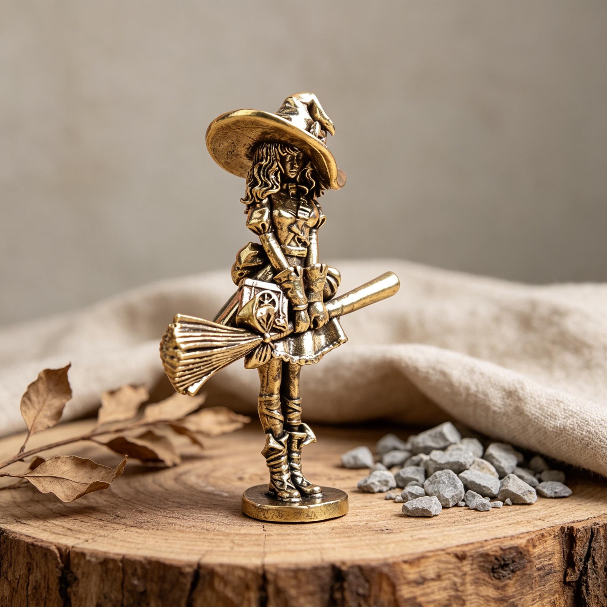 Handmade Brass Witch Figurine — Copper figurine image 4