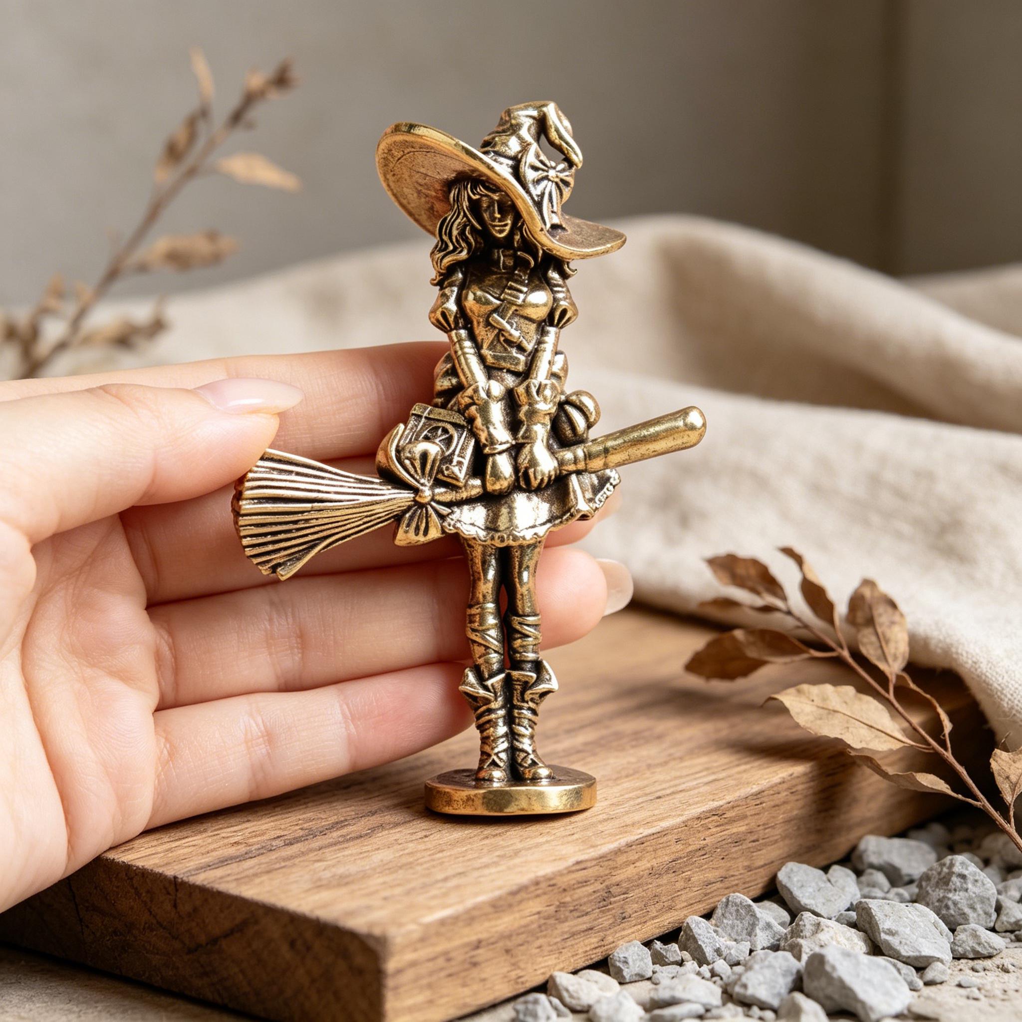 Handmade Brass Witch Figurine — Copper figurine image 5
