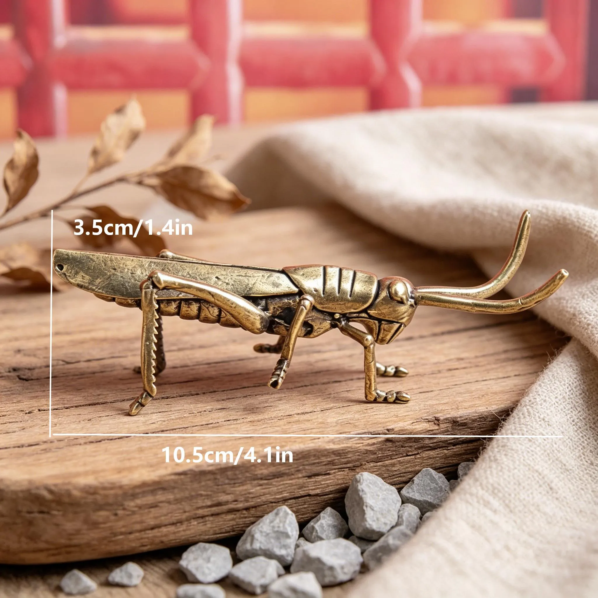Handmade Brass Grasshopper Figurine — Copper figurine image 2