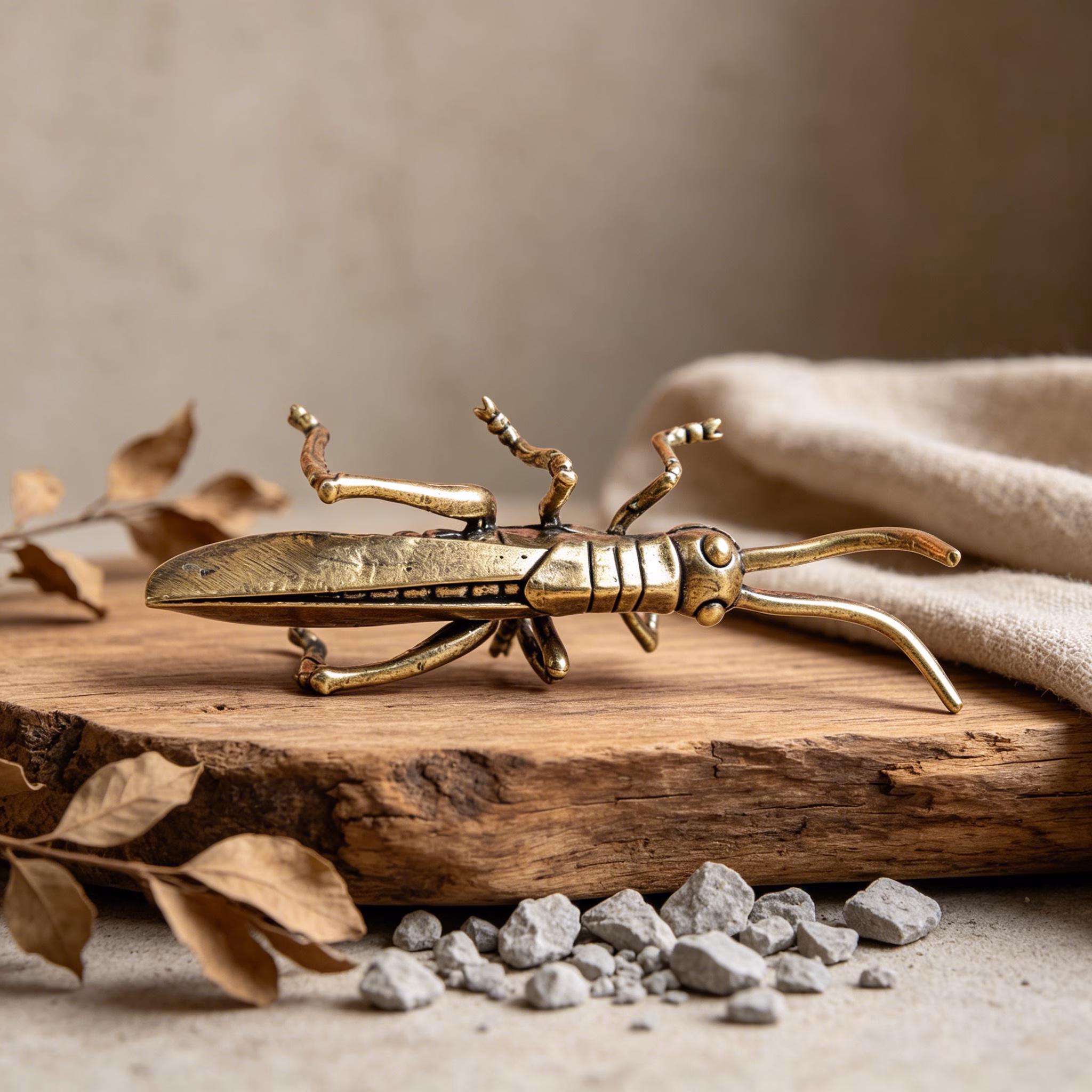 Handmade Brass Grasshopper Figurine — Copper figurine image 3