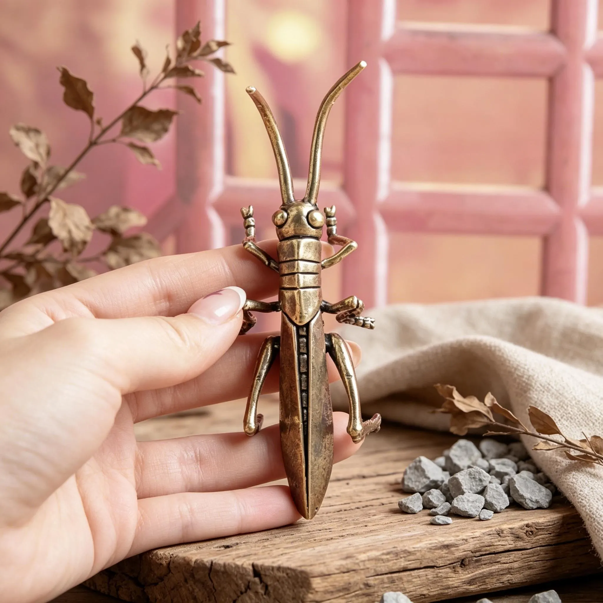 Handmade Brass Grasshopper Figurine — Copper figurine image 7
