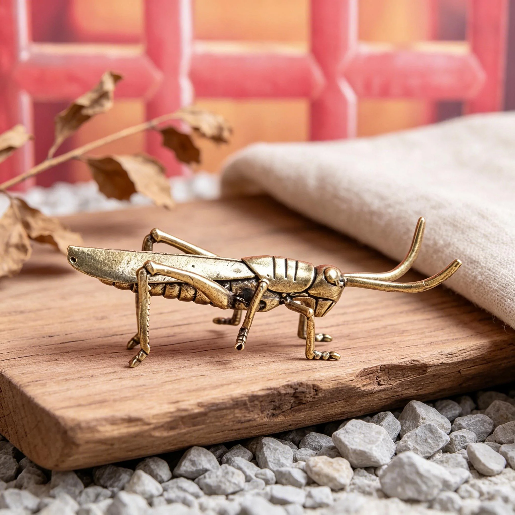 Handmade Brass Grasshopper Figurine — Copper figurine image 1