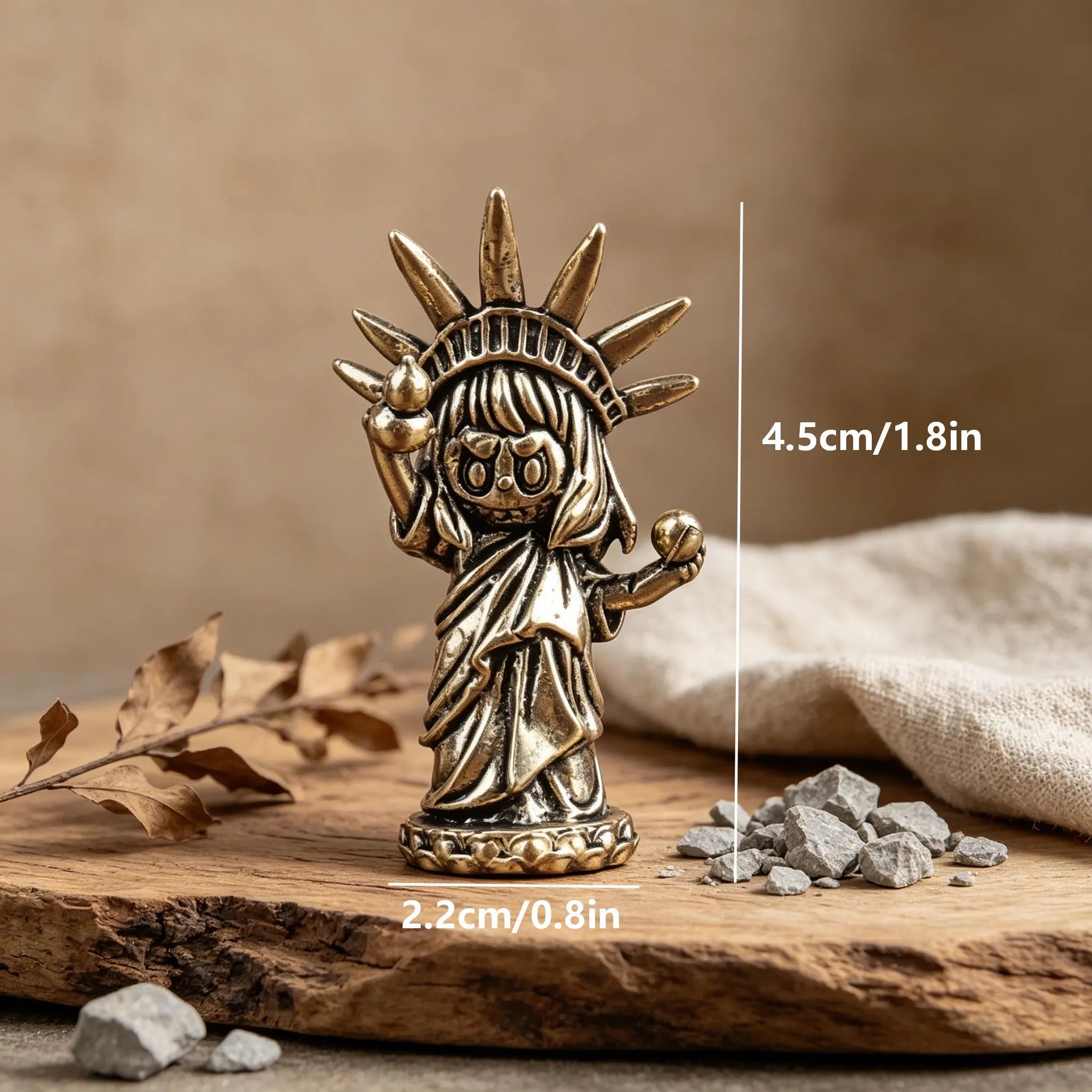Handmade Brass Cute Statue of Liberty Figurine — Copper figurine image 2